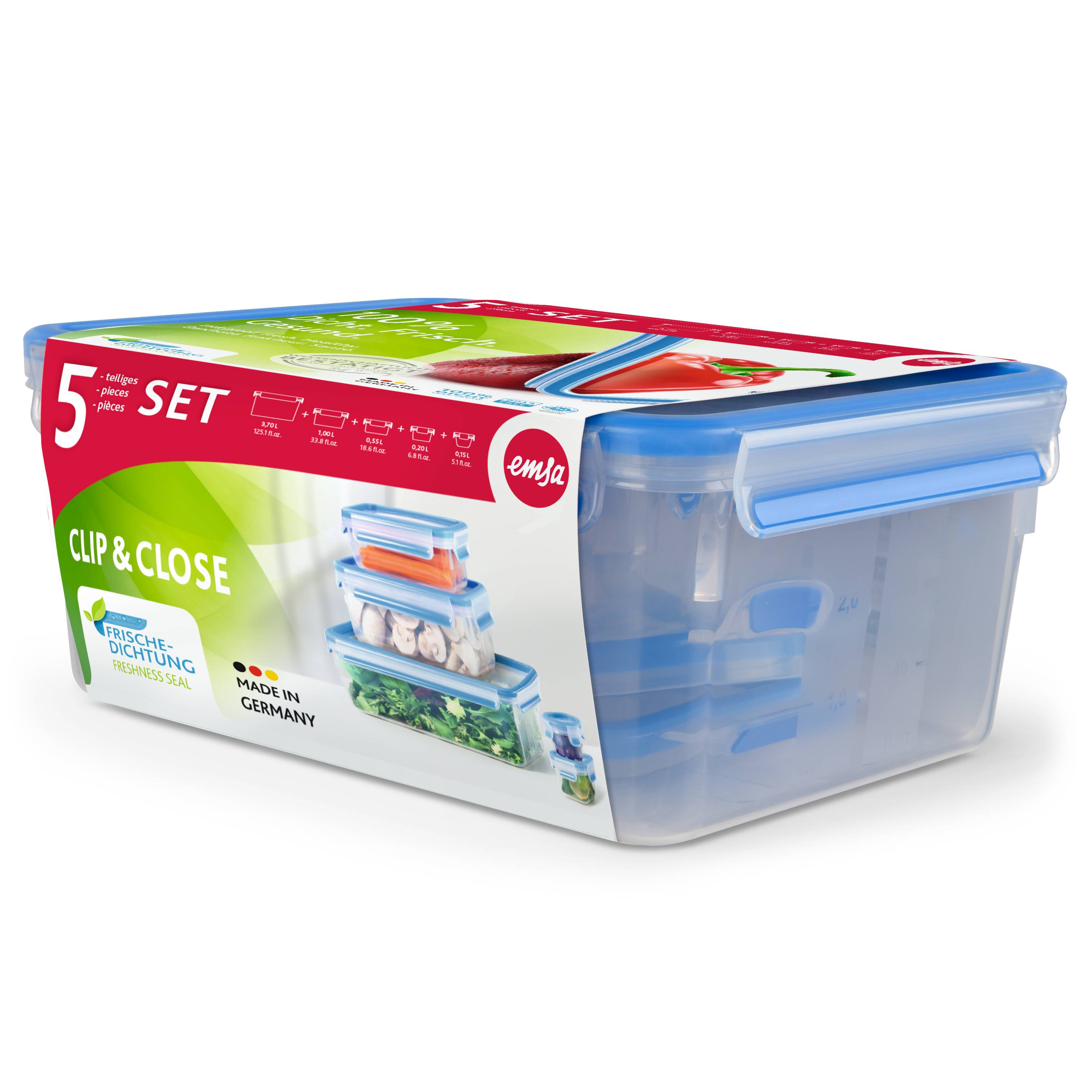 Groupe SEB EMSA CLIP & CLOSE - Frischhaltedosen-Set - 5.65 L