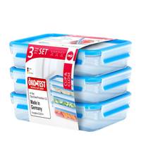 EMSA 515645 CLIP & CLOSE 3er Set, 5156, Box, Rechteckig, 1,2 l, Transparent, Polypropylen (PP), Thermoplastisches Elasto