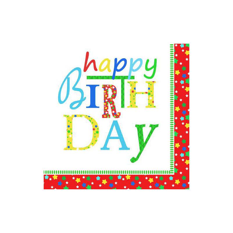 PAPSTAR Motiv-Servietten "Happy Birthday", 330 x 330 mm