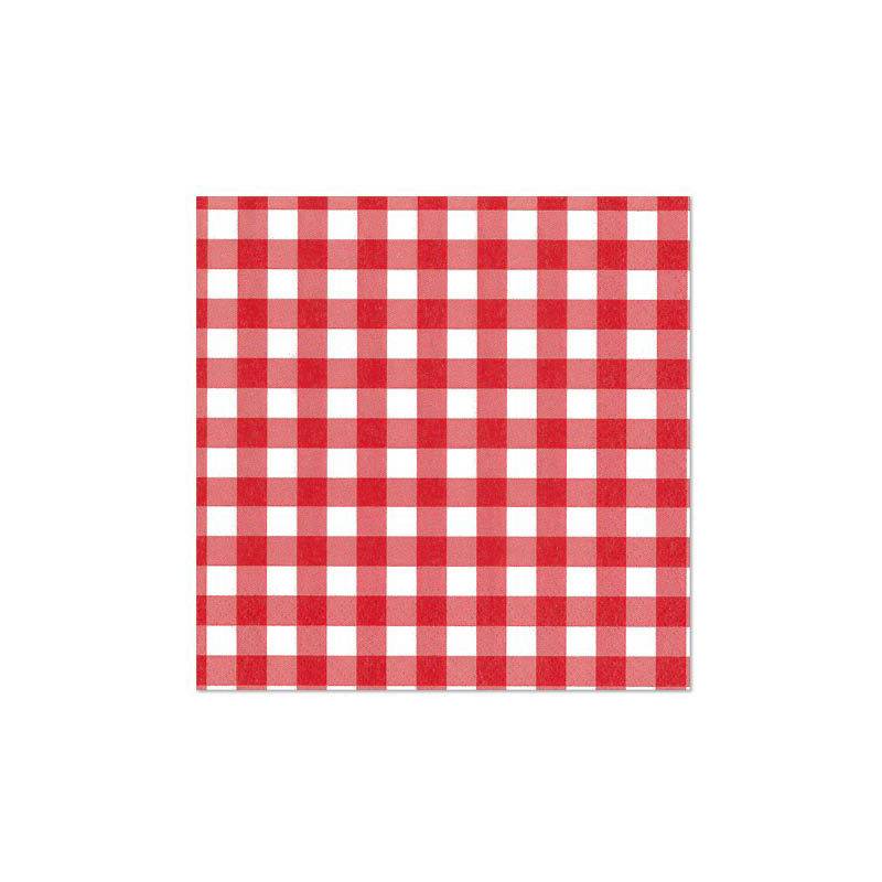 Rot-weiß kariertes Muster, das an eine klassische Picknickdecke erinnert.