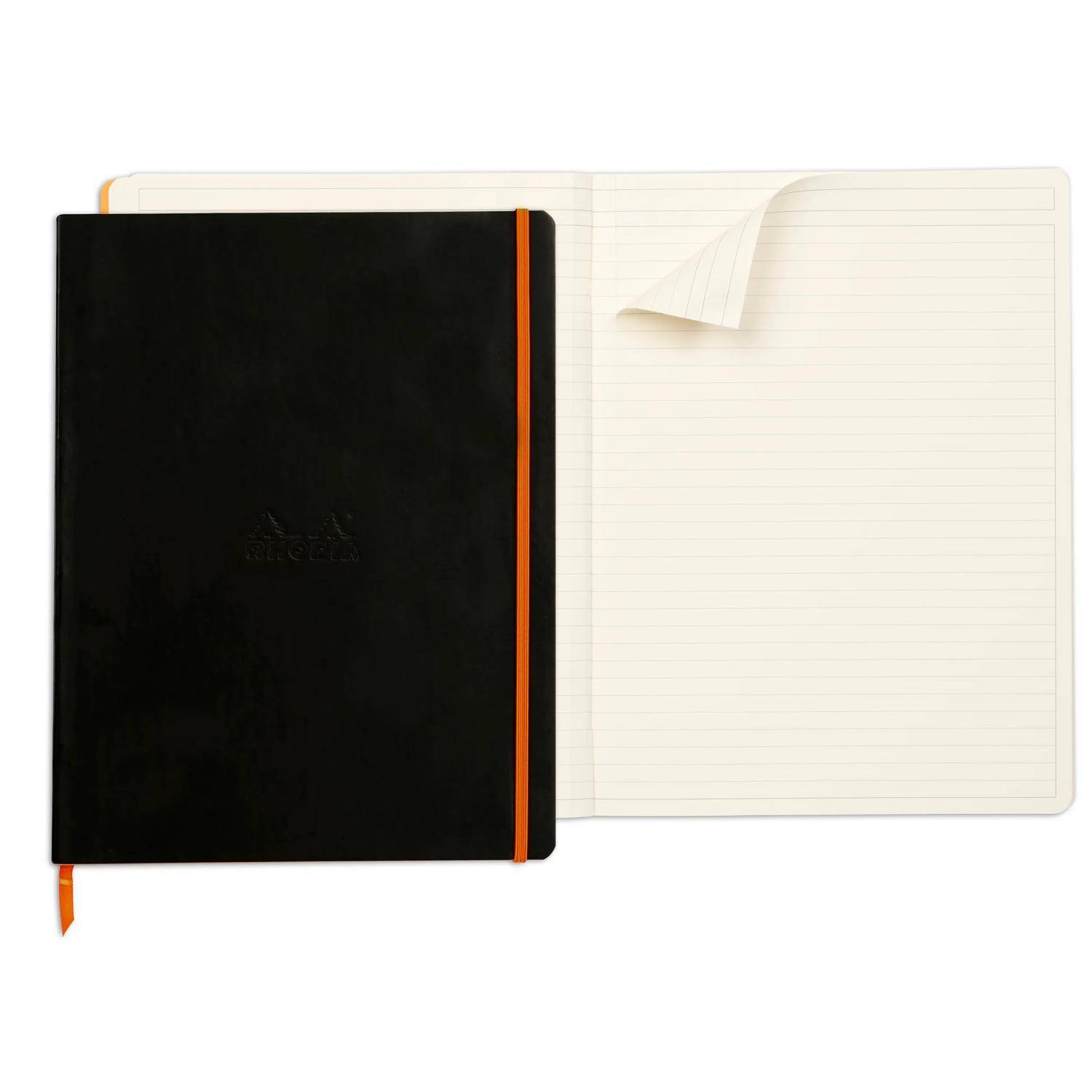 Rhodia Notizbuch A4+, 80 Bl liniert Kopfleiste, Papier 90g, Schwarz 117702C
