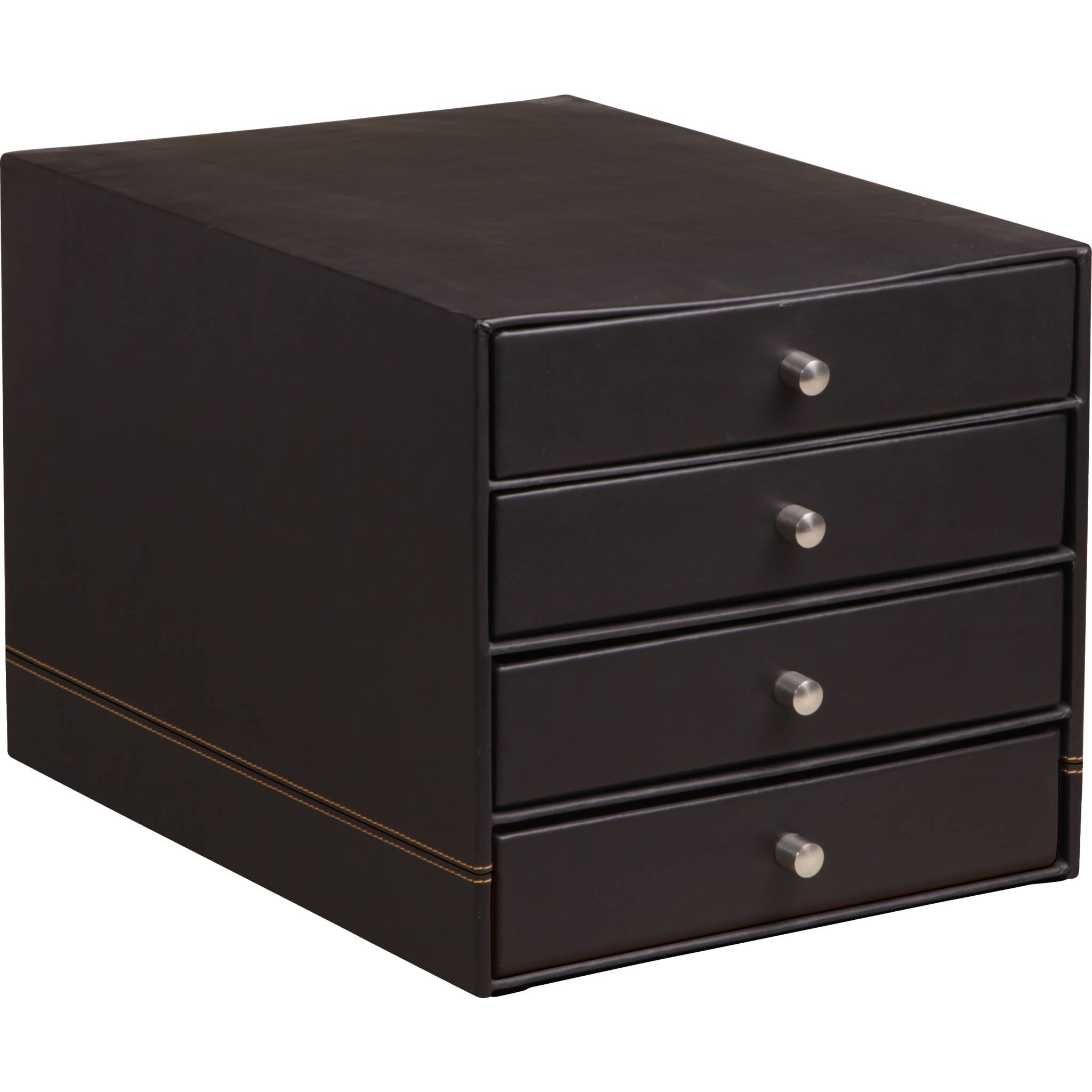 Rhodia Schubladenbox mit 4 Laden Kunstleder 24,8x32,7x22,8cm - Schwarz 118866C