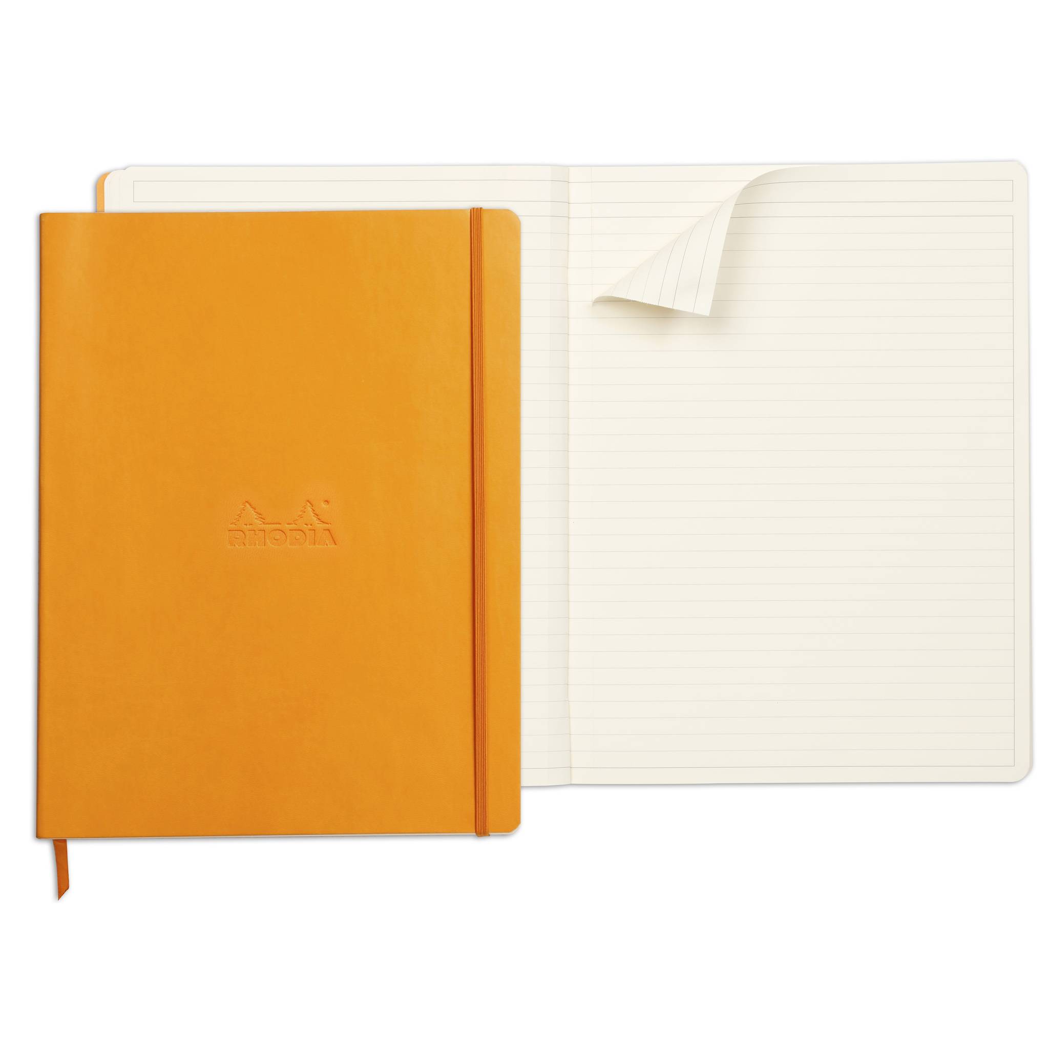 Rhodia flexibles Notizbuch A4+, 80 Bl liniert Kopfleiste, 90g, Orange 117715C