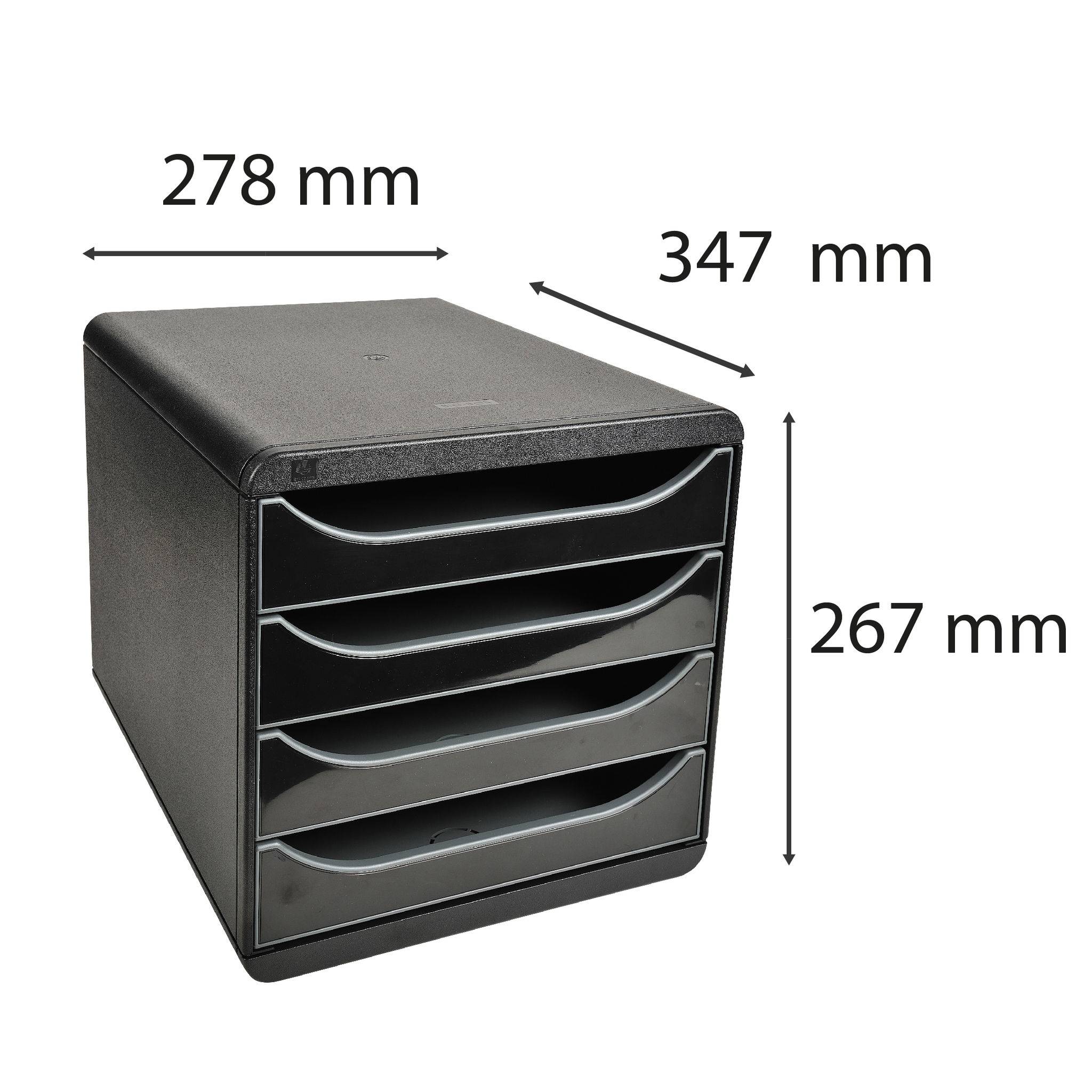 Exacompta Schubladenbox Big Box Plus 4 offene Schubladen Glossy Schwarz 3104214D