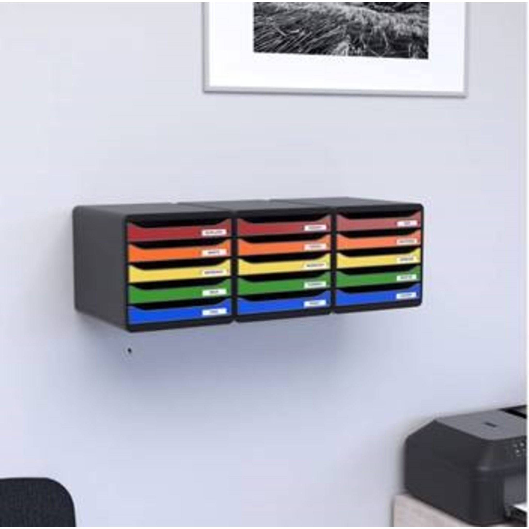 Exacompta Schubladenbox Big Box Plus 5 offene Schubladen Schwarz 309714D