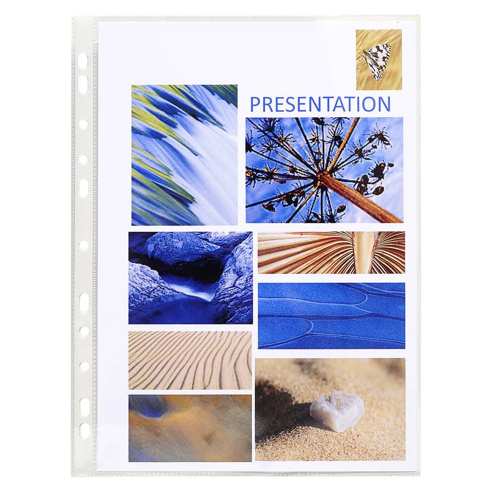 Exacompta Pack 100 Prospekthüllen gelocht glattem PVC 80µ A4 hoch Kristall 3194E