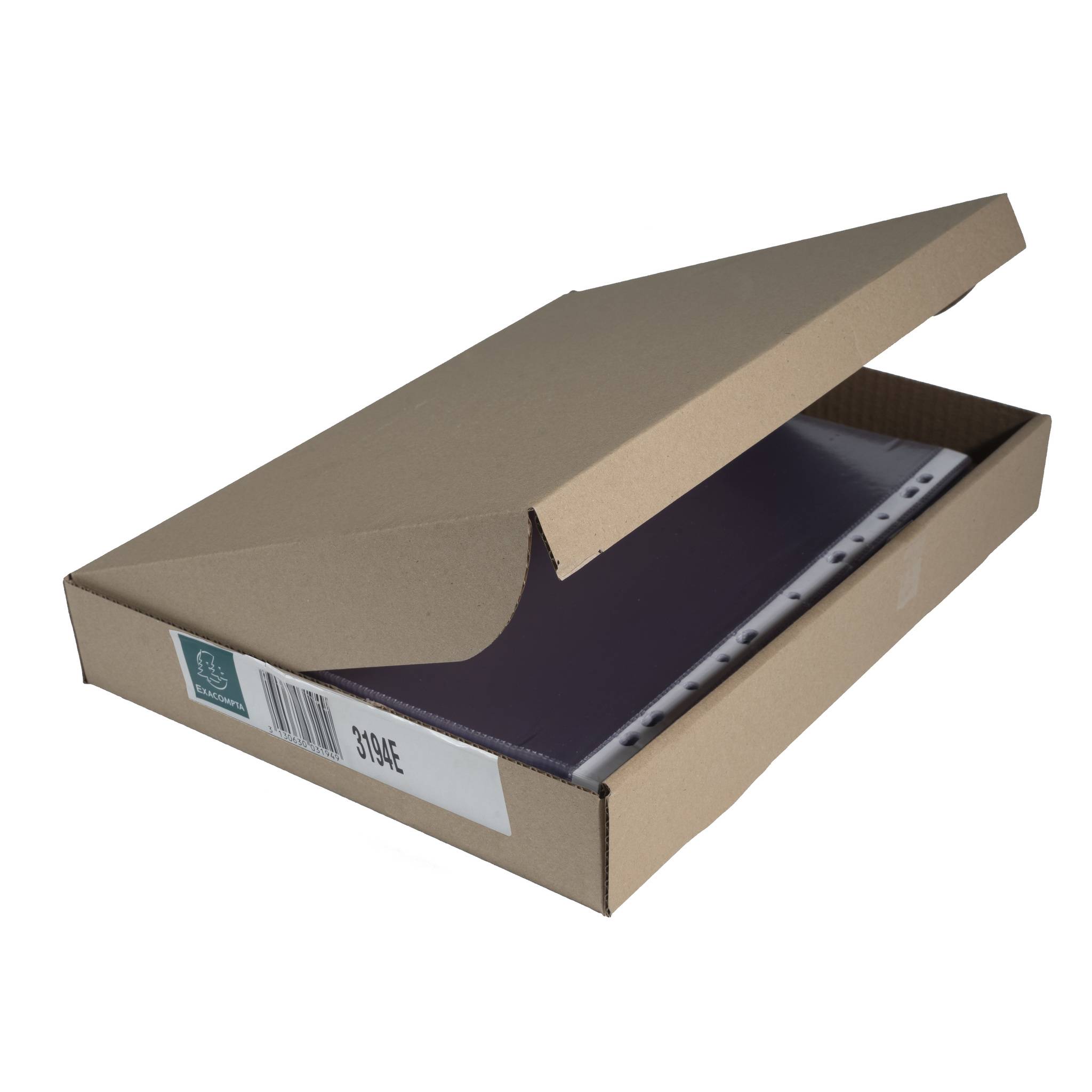 Exacompta Pack 100 Prospekthüllen gelocht glattem PVC 80µ A4 hoch Kristall 3194E