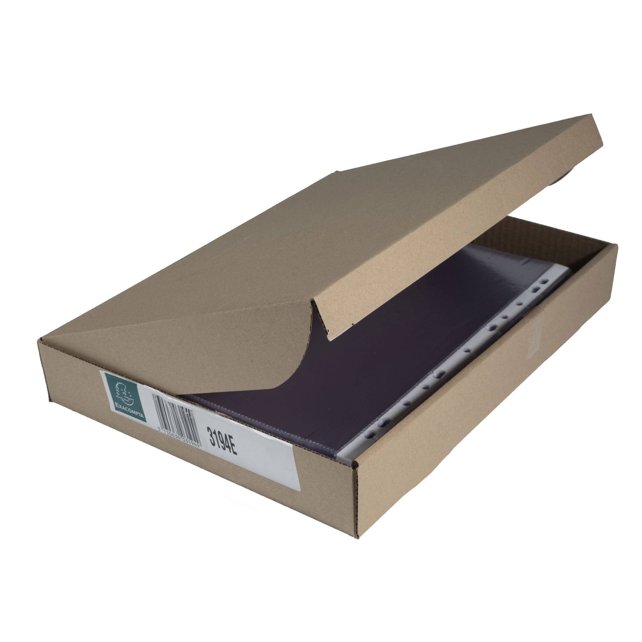 Exacompta Pack 100 Prospekthüllen gelocht glattem PVC 80µ A4 hoch Kristall 3194E