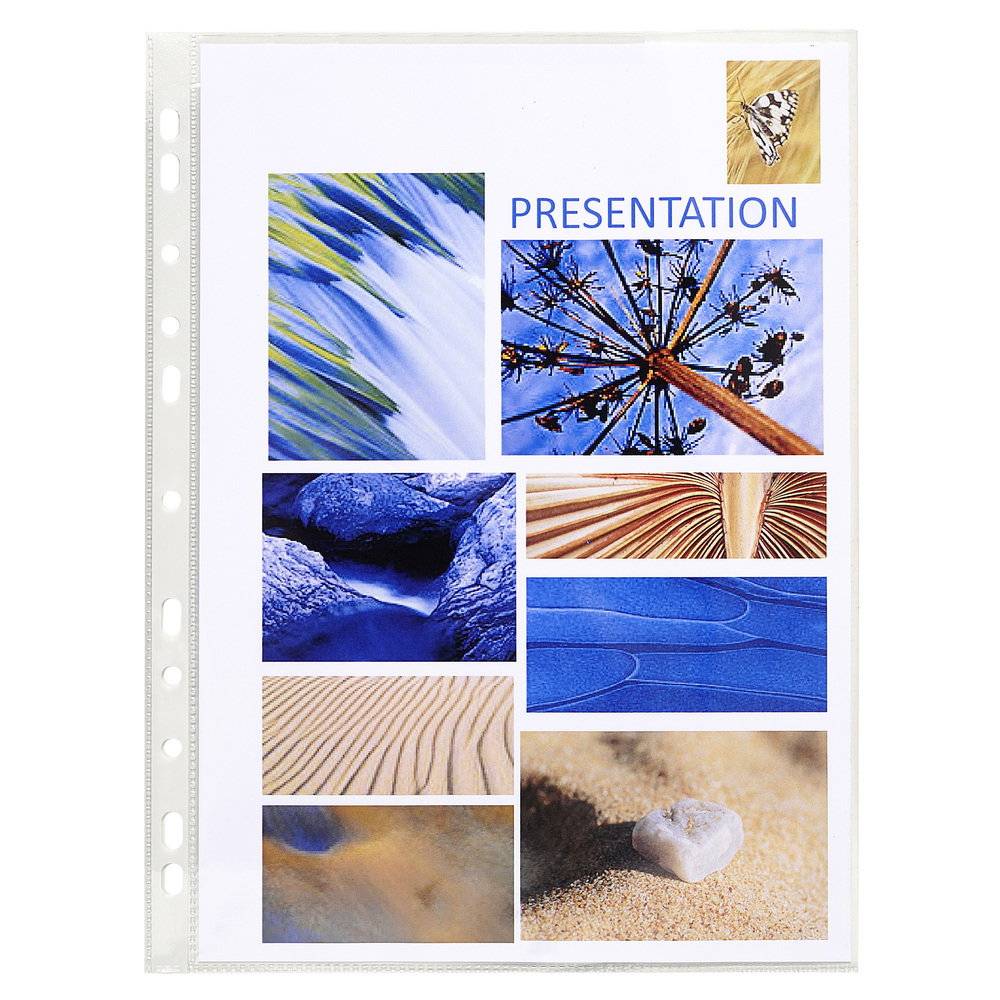 Exacompta Pack 100 Prospekthüllen gelocht glattem PVC 80µ A4 hoch Kristall 3194E