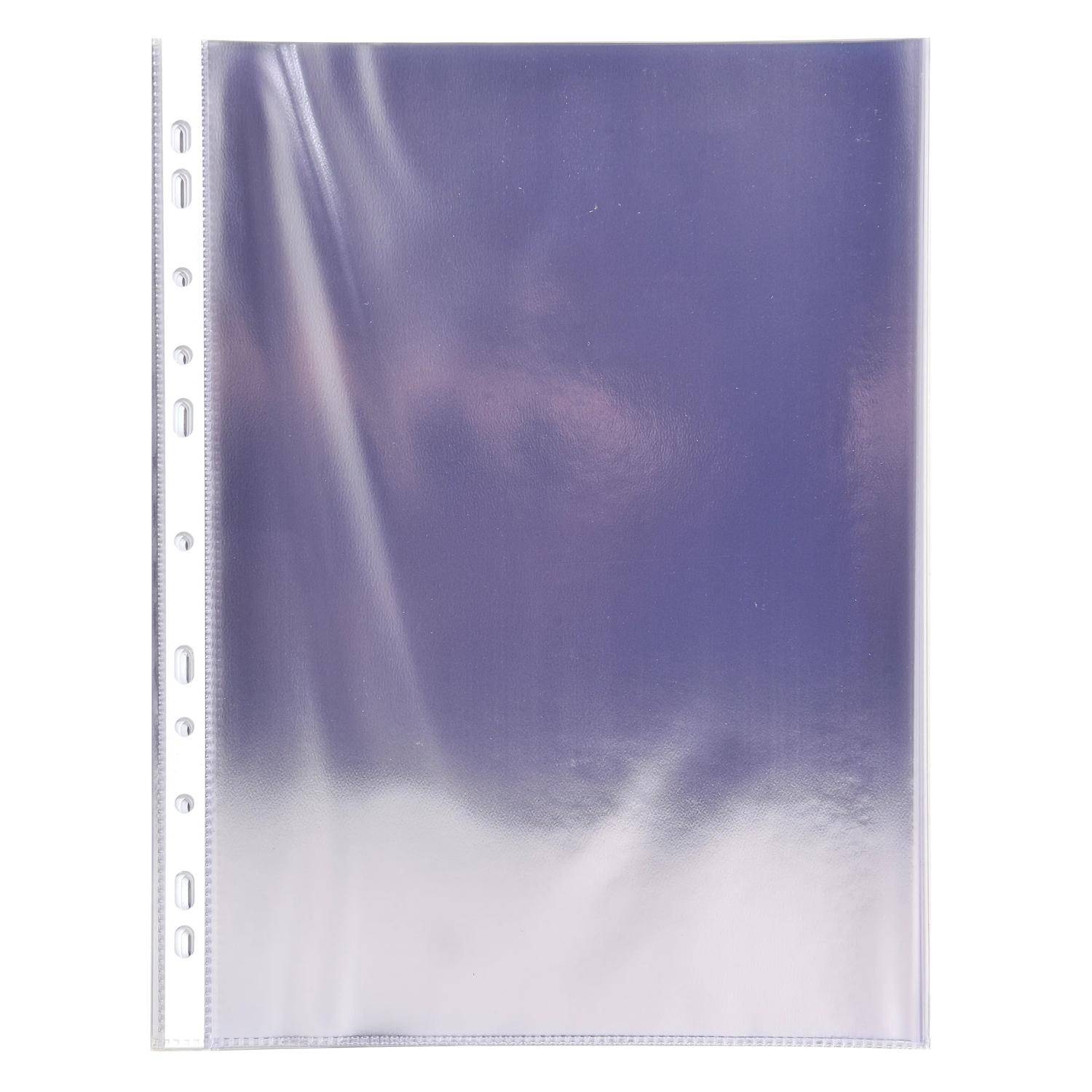 Exacompta Pack 100 Prospekthüllen gelocht glattem PVC 80µ A4 hoch Kristall 3194E