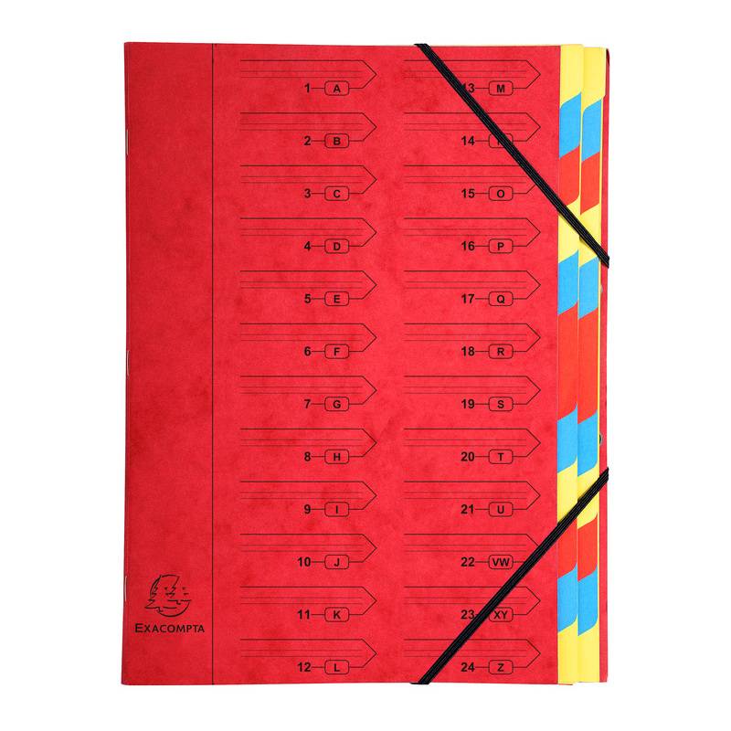 EXACOMPTA Ordnungsmappe, DIN A4, Karton, 24 Fächer, rot