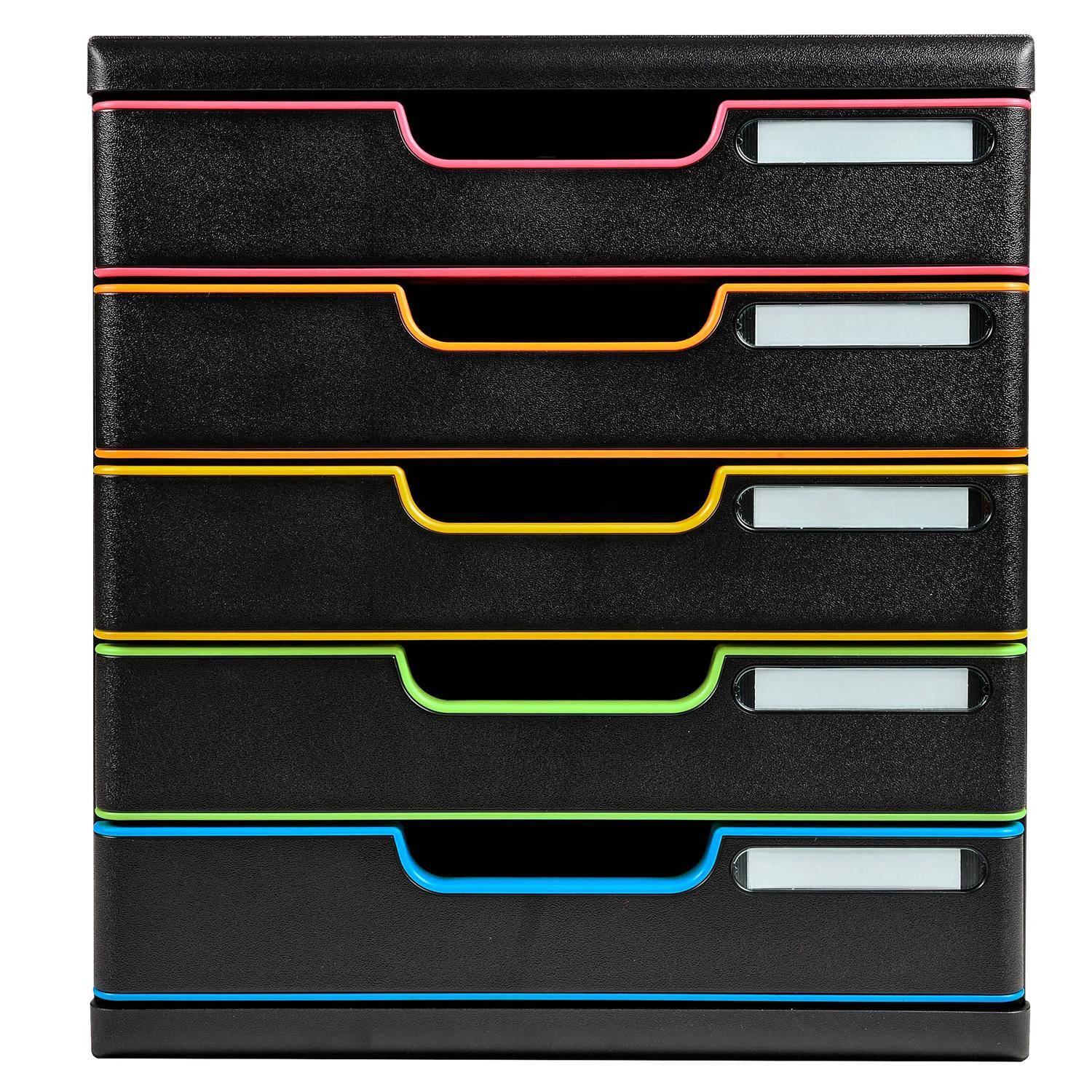 Exacompta Schubladenbox MODULO A4 5 geschlossene Schub Schwarz/Harlekin 301914D