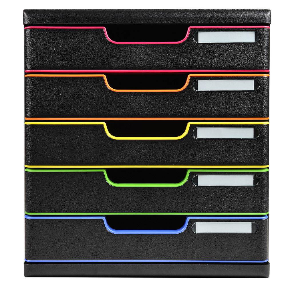 Exacompta Schubladenbox MODULO A4 5 geschlossene Schub Schwarz/Harlekin 301914D