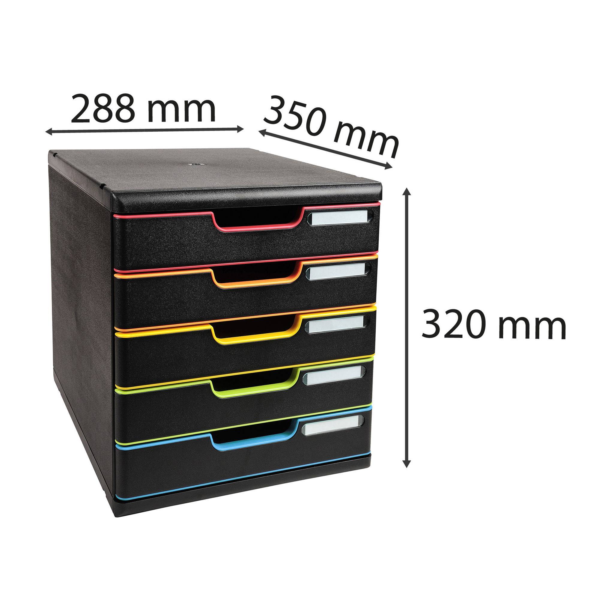 Exacompta Schubladenbox MODULO A4 5 geschlossene Schub Schwarz/Harlekin 301914D