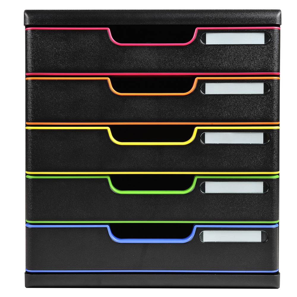 Exacompta Schubladenbox MODULO A4 5 geschlossene Schub Schwarz/Harlekin 301914D