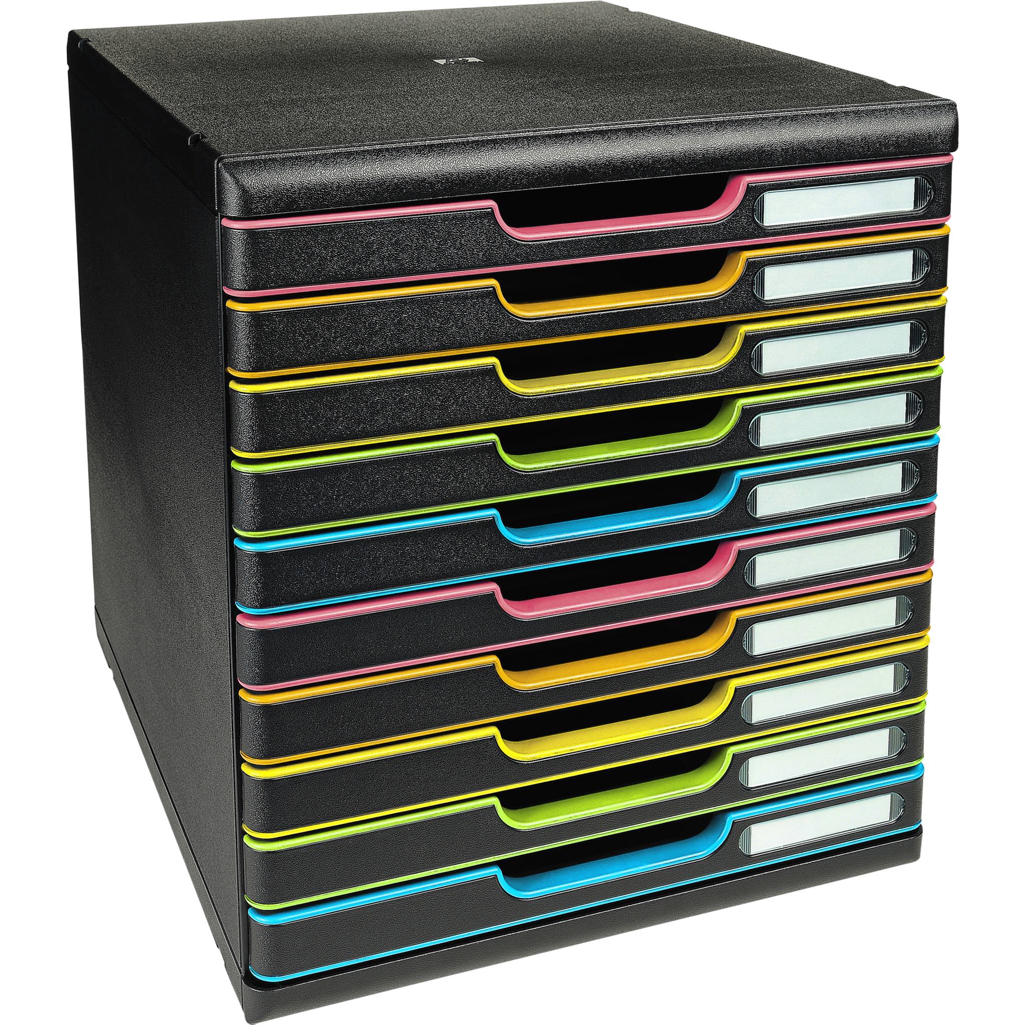 Exacompta Schubladenbox MODULO A4 10 geschlossene Schub Schwarz/Harlekin 302914D
