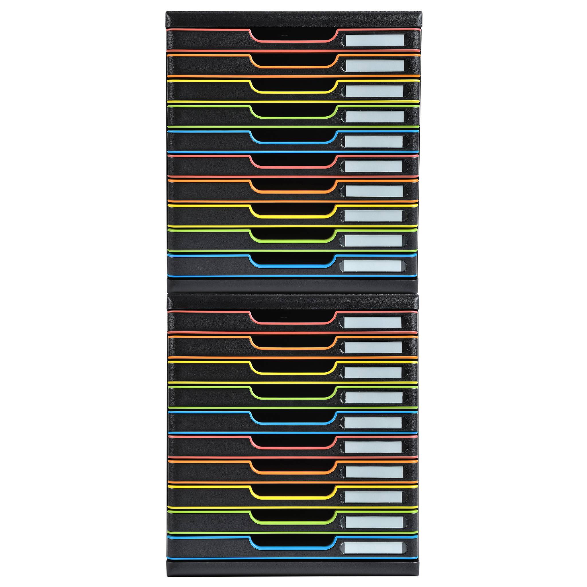 Exacompta Schubladenbox MODULO A4 10 geschlossene Schub Schwarz/Harlekin 302914D