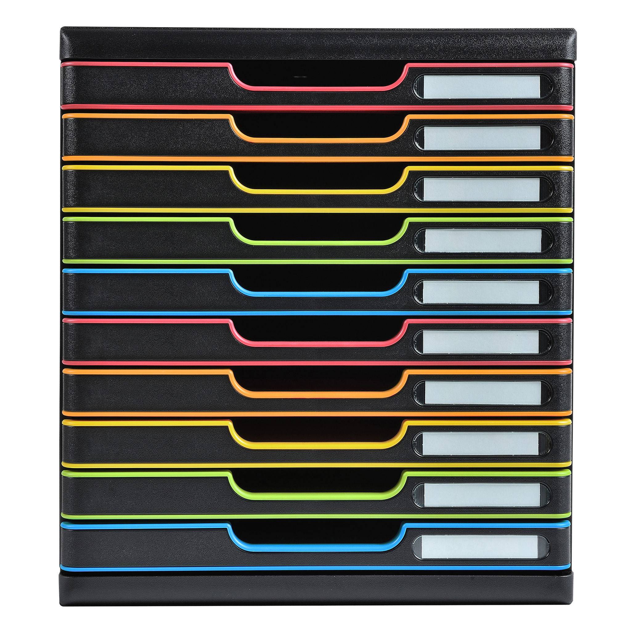 Exacompta Schubladenbox MODULO A4 10 geschlossene Schub Schwarz/Harlekin 302914D