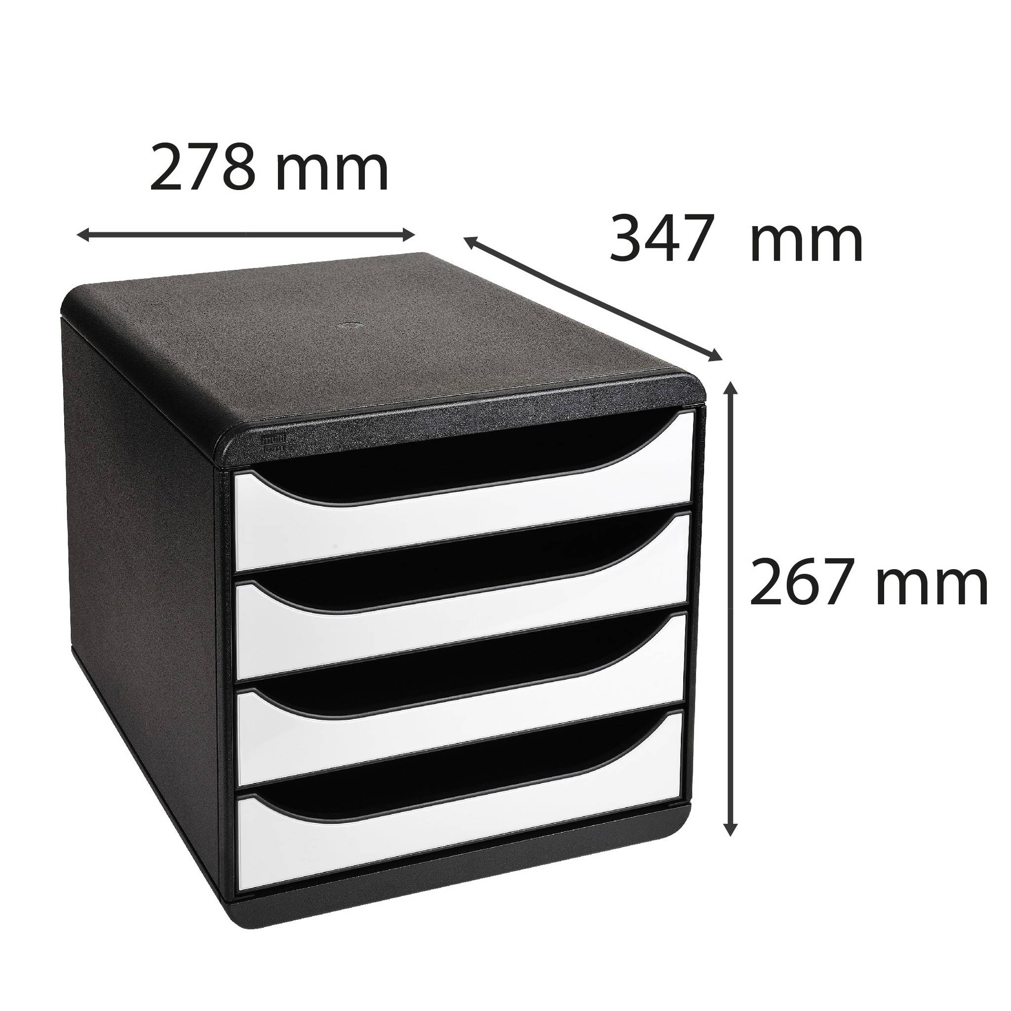 Exacompta Schubladenbox Big Box Plus 4 offene Schubladen Glossy Weiß 3104213D