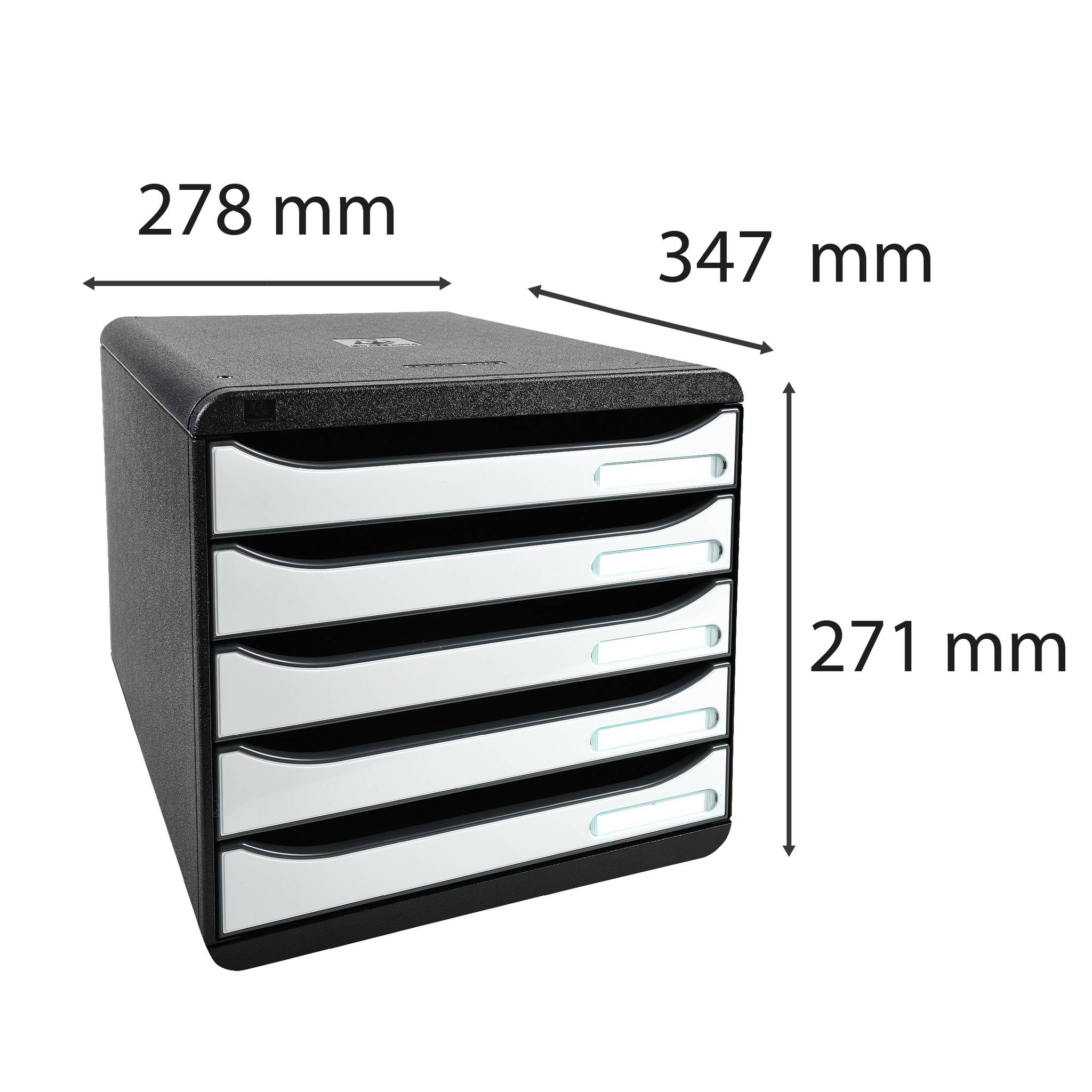 Exacompta Schubladenbox Big Box Plus 5 offene Schubladen Glossy Weiß 3097213D
