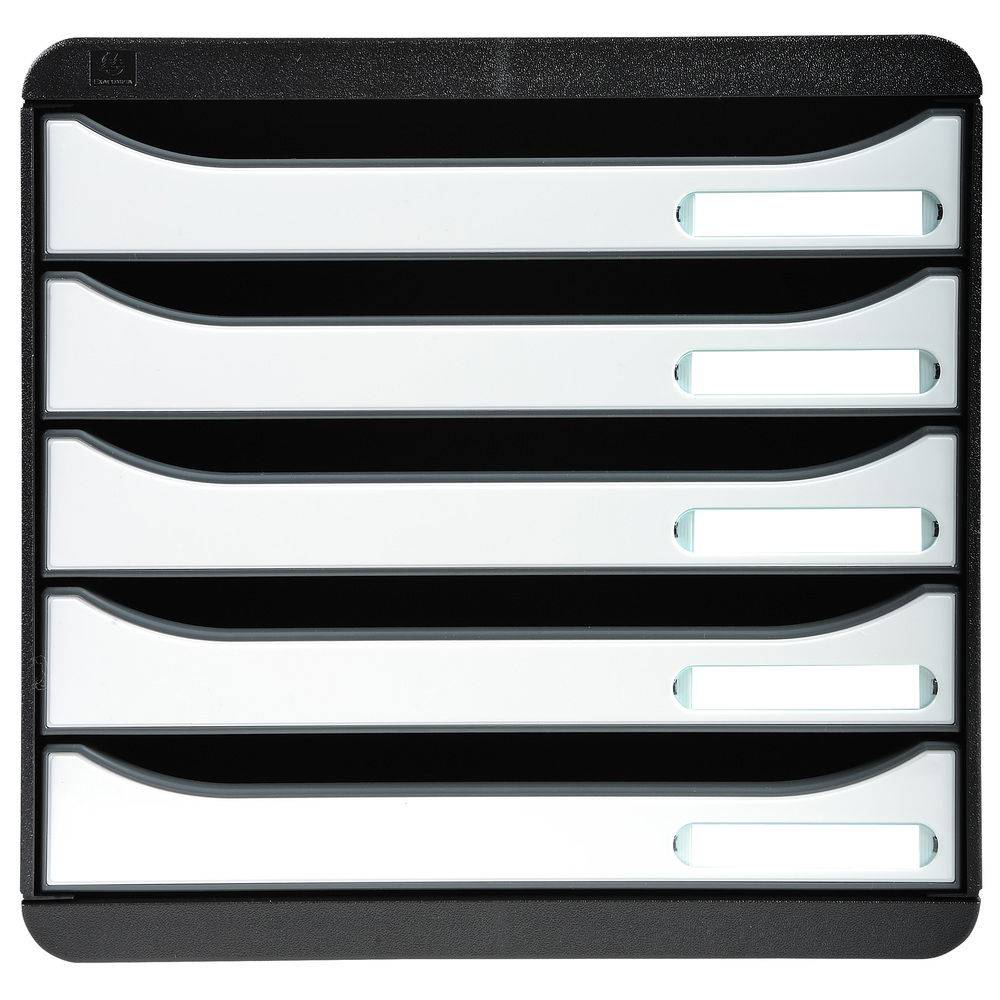Exacompta Schubladenbox Big Box Plus 5 offene Schubladen Glossy Weiß 3097213D