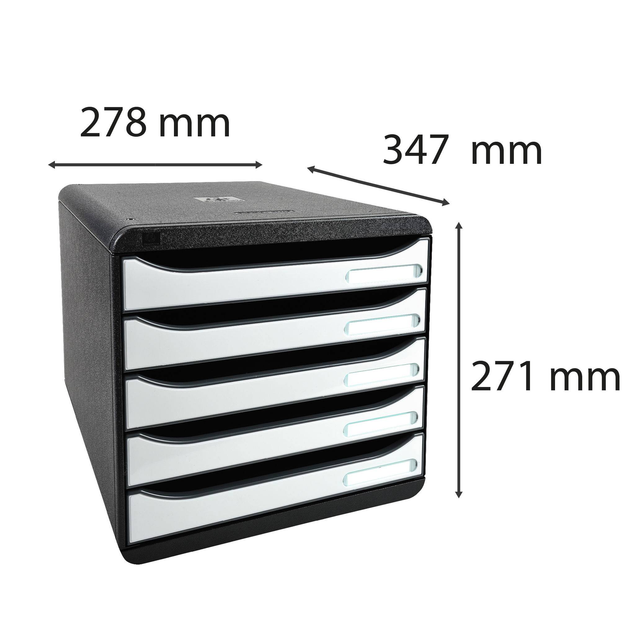 Exacompta Schubladenbox Big Box Plus 5 offene Schubladen Glossy Weiß 3097213D