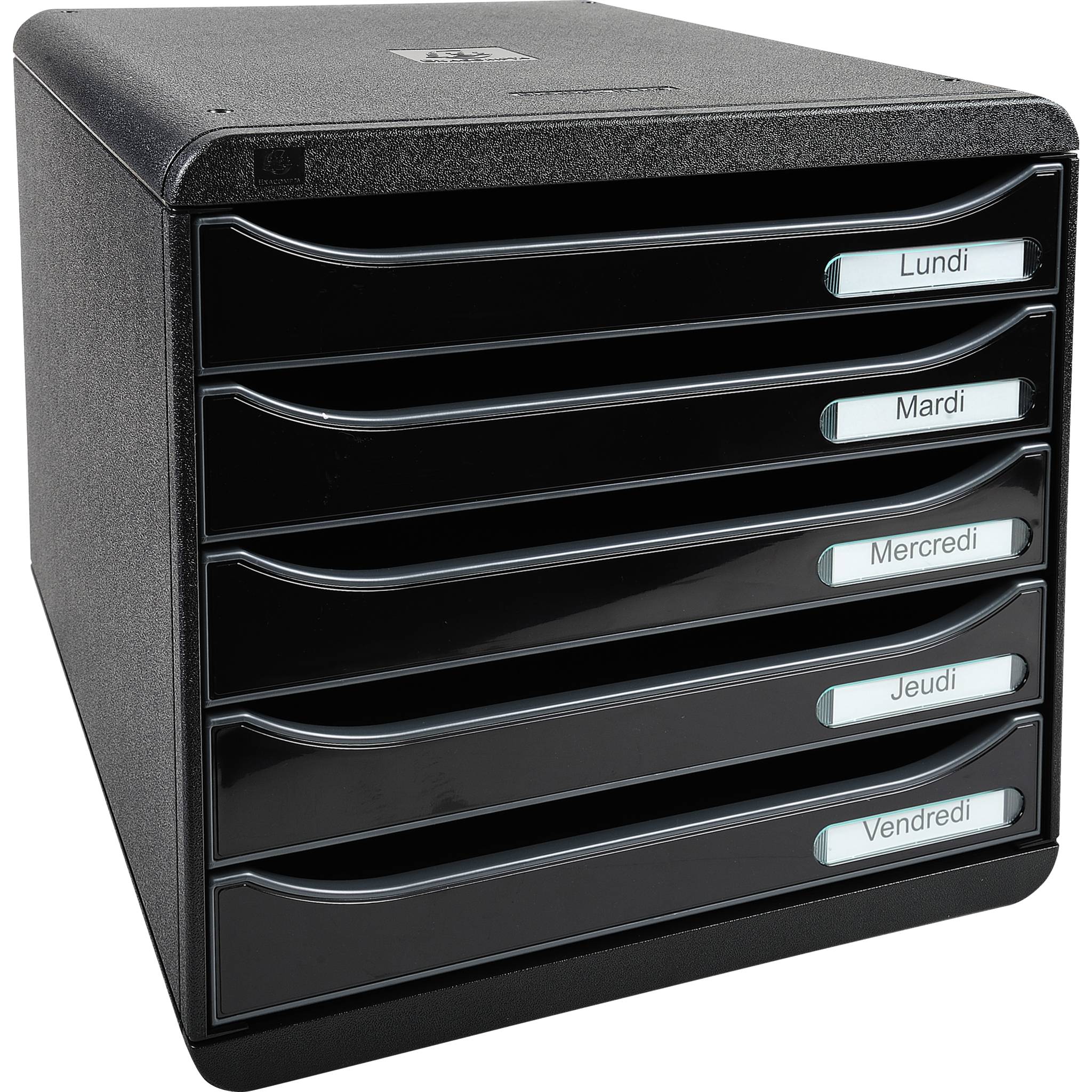 Exacompta Schubladenbox Big Box Plus 5 offene Schubladen Glossy Schwarz 3097214D