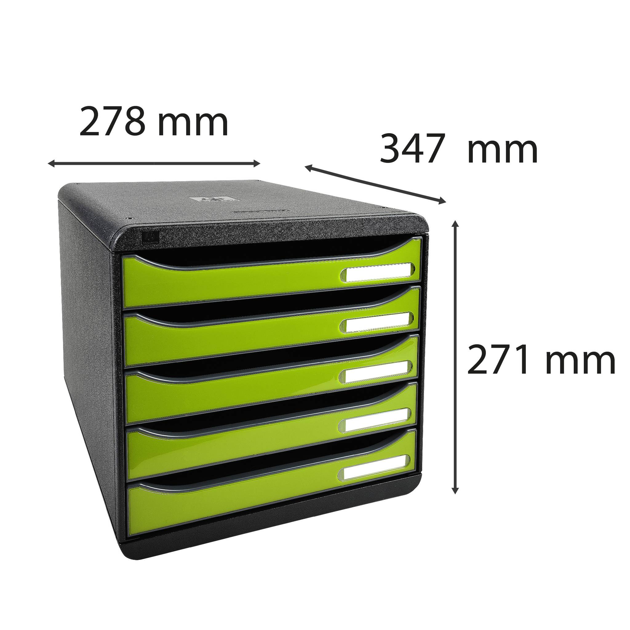 Exacompta Schubladenbox Big Box Plus 5 offene Schubladen grün glossy 3097225D
