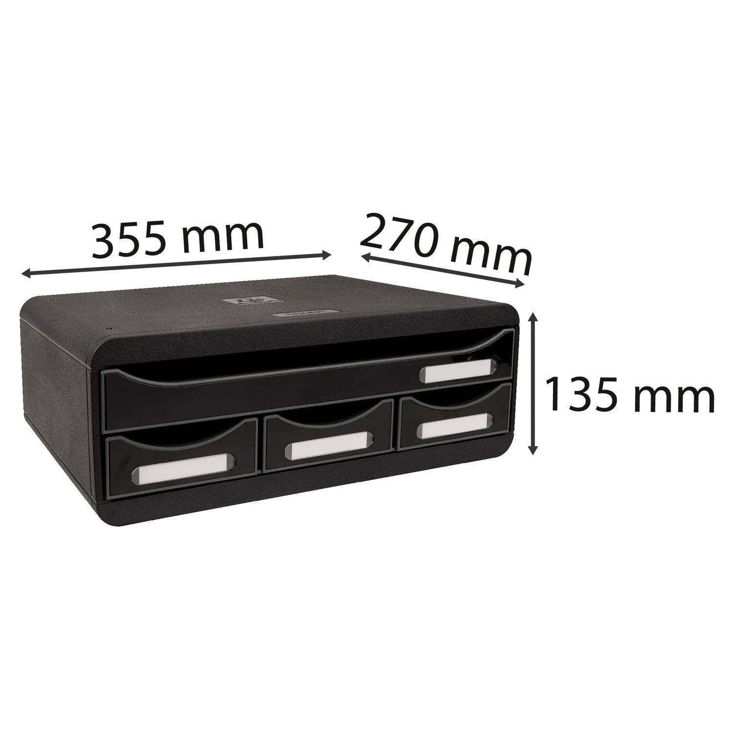 Exacompta TOOLBOX, Ablagemodul mit 4 Schubladen - Schwarz Glossy - 319714D