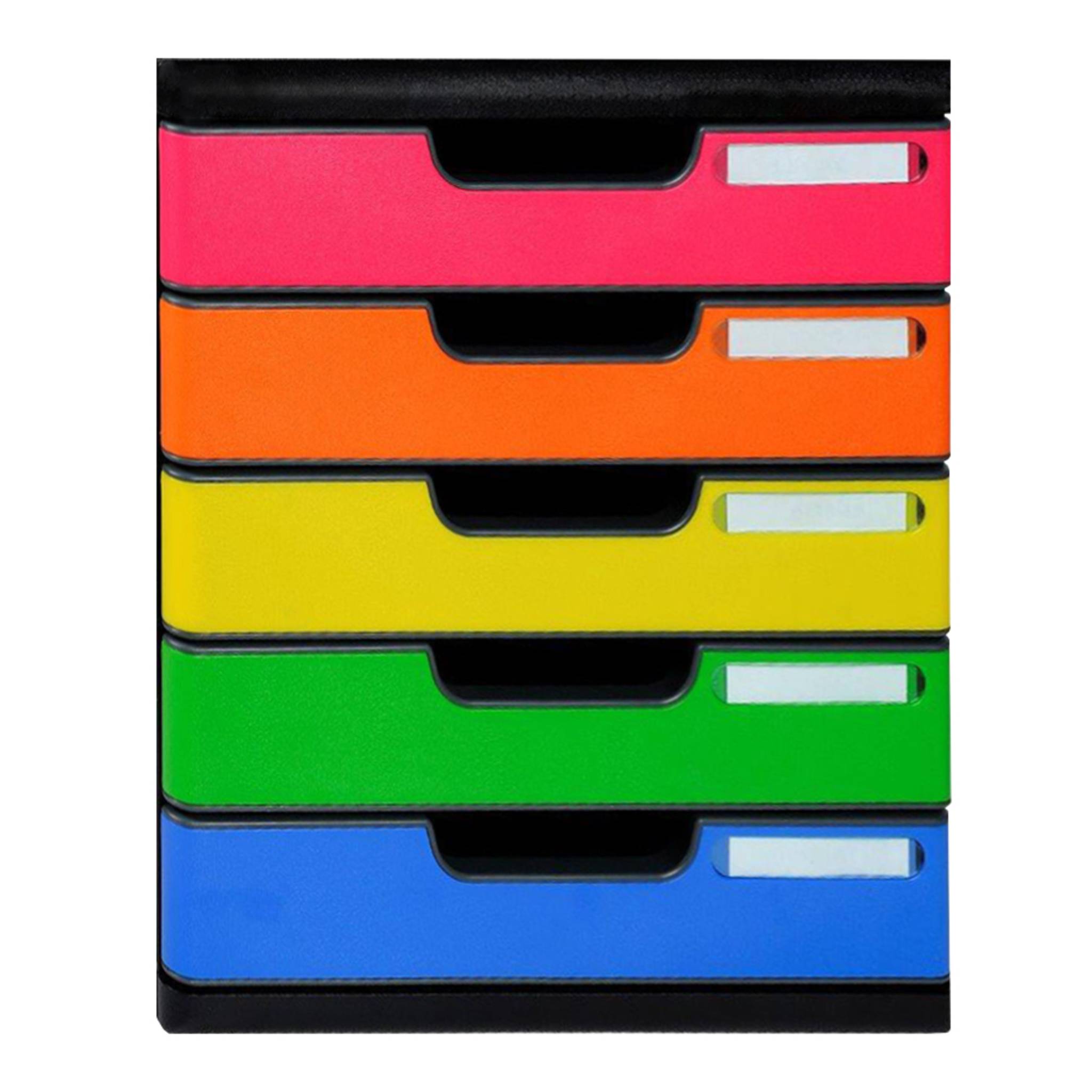 Exacompta Schubladenbox MODULO A4 5 geschlossene Schubladen Regenbogen 301798D