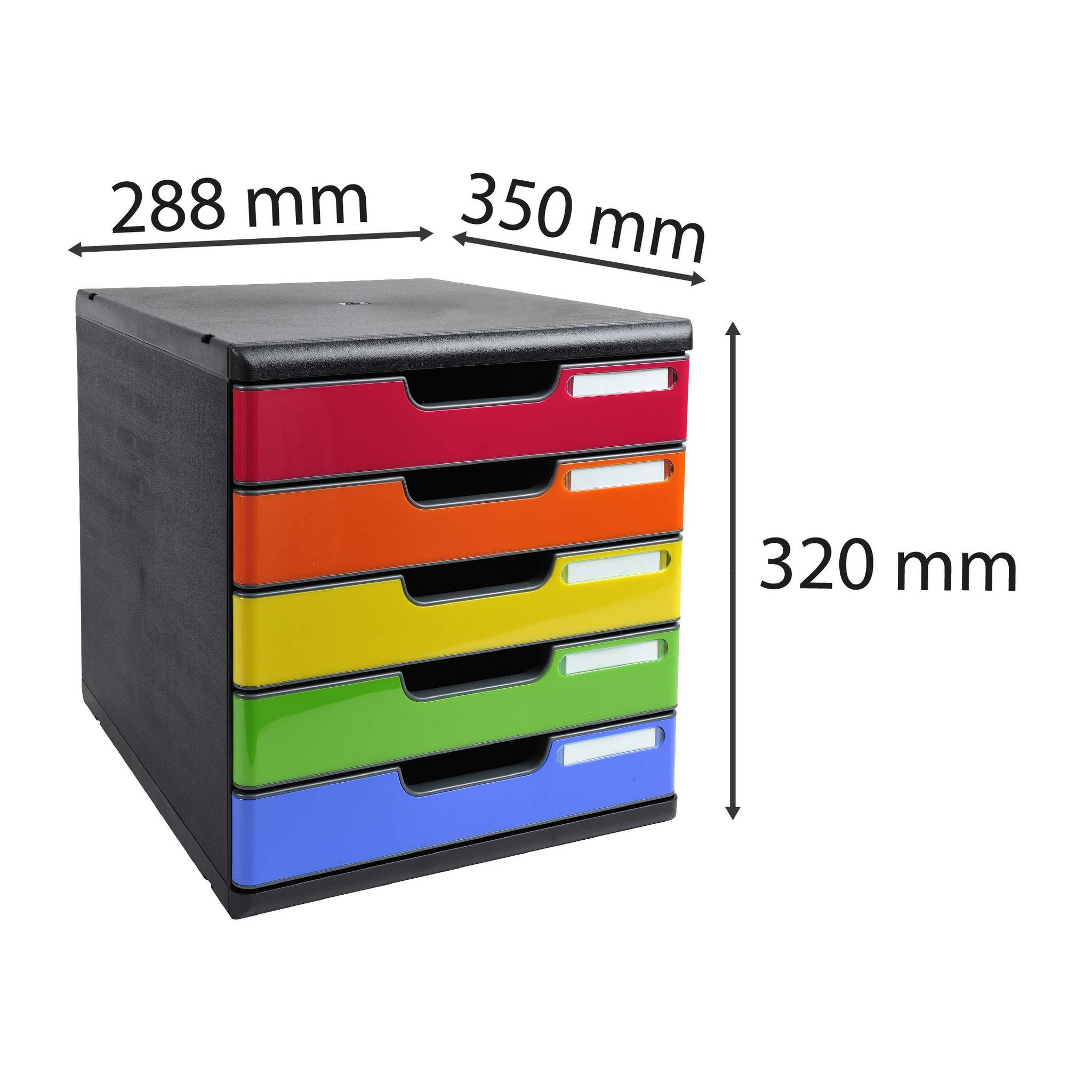 Exacompta Schubladenbox MODULO A4 5 geschlossene Schubladen Regenbogen 301798D