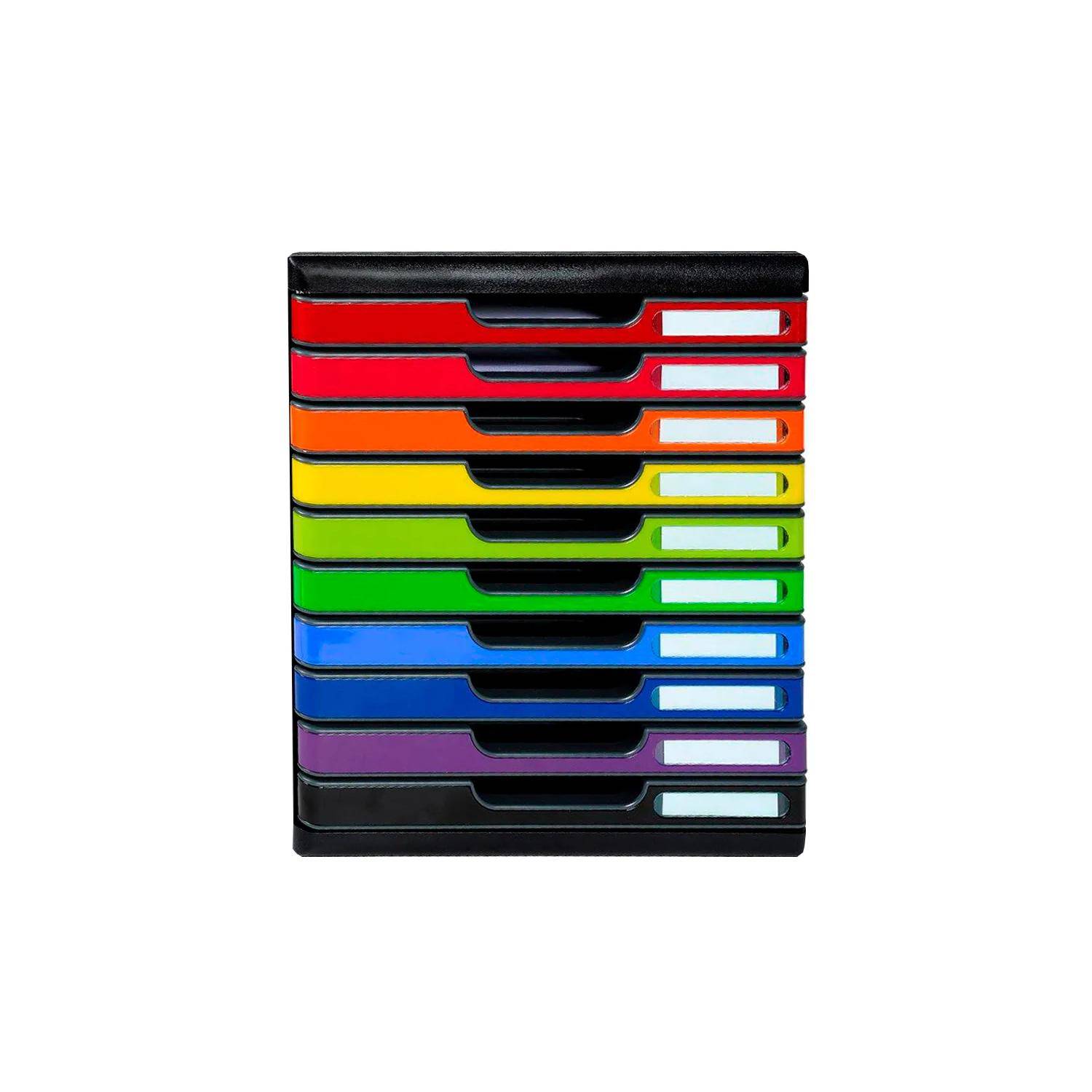 Exacompta Schubladenbox MODULO A4 10 geschlossene Schubladen Regenbogen 302798D