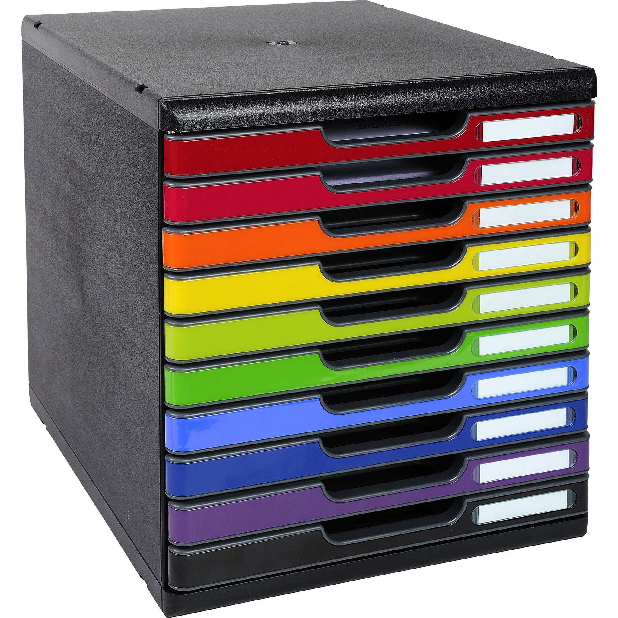 Exacompta Schubladenbox MODULO A4 10 geschlossene Schubladen Regenbogen 302798D