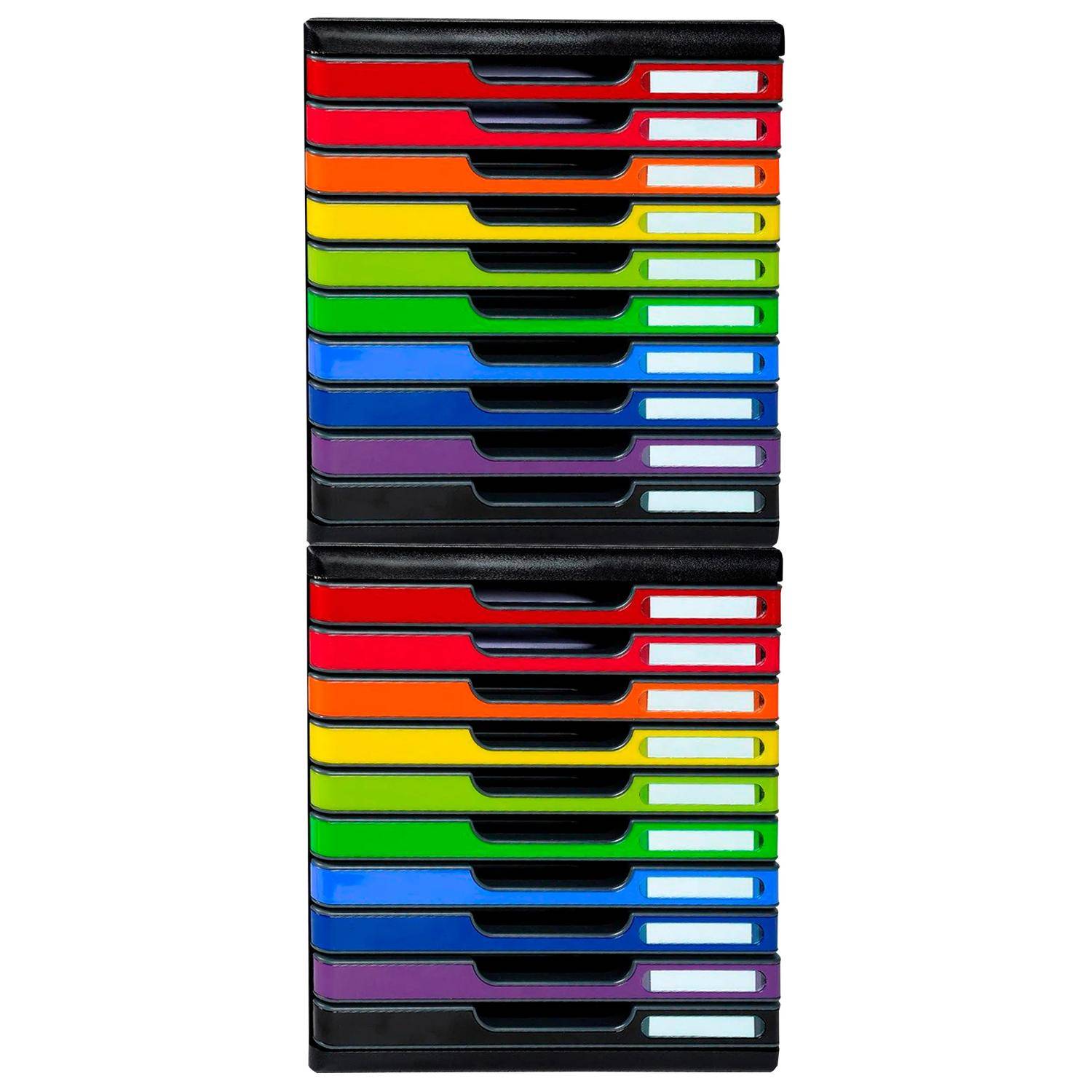 Exacompta Schubladenbox MODULO A4 10 geschlossene Schubladen Regenbogen 302798D