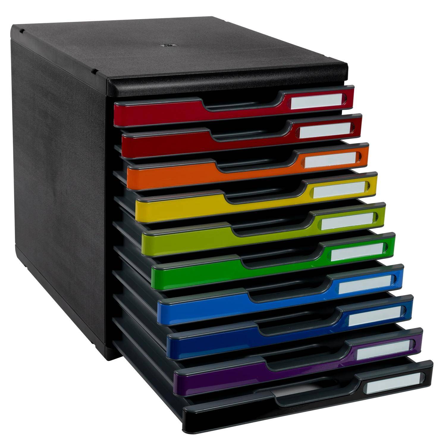 Exacompta Schubladenbox MODULO A4 10 geschlossene Schubladen Regenbogen 302798D