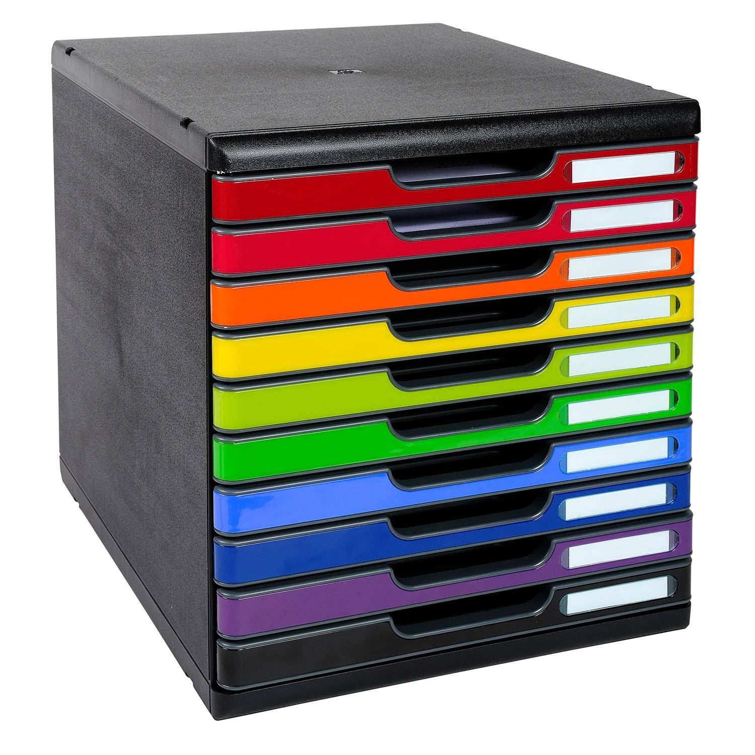 Exacompta Schubladenbox MODULO A4 10 geschlossene Schubladen Regenbogen 302798D