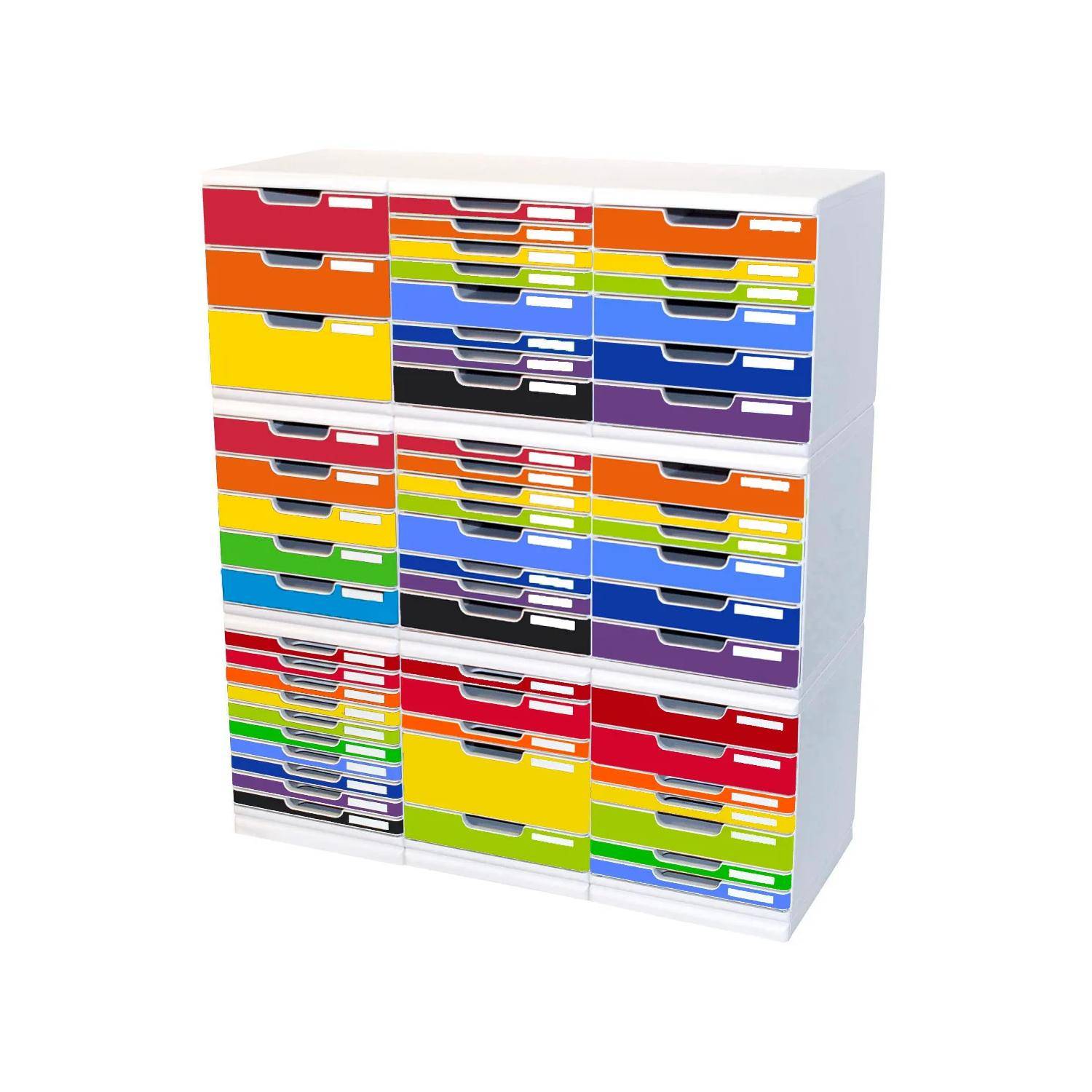 Exacompta Schubladenbox MODULO A4 10 geschlossene Schubladen Regenbogen 302798D