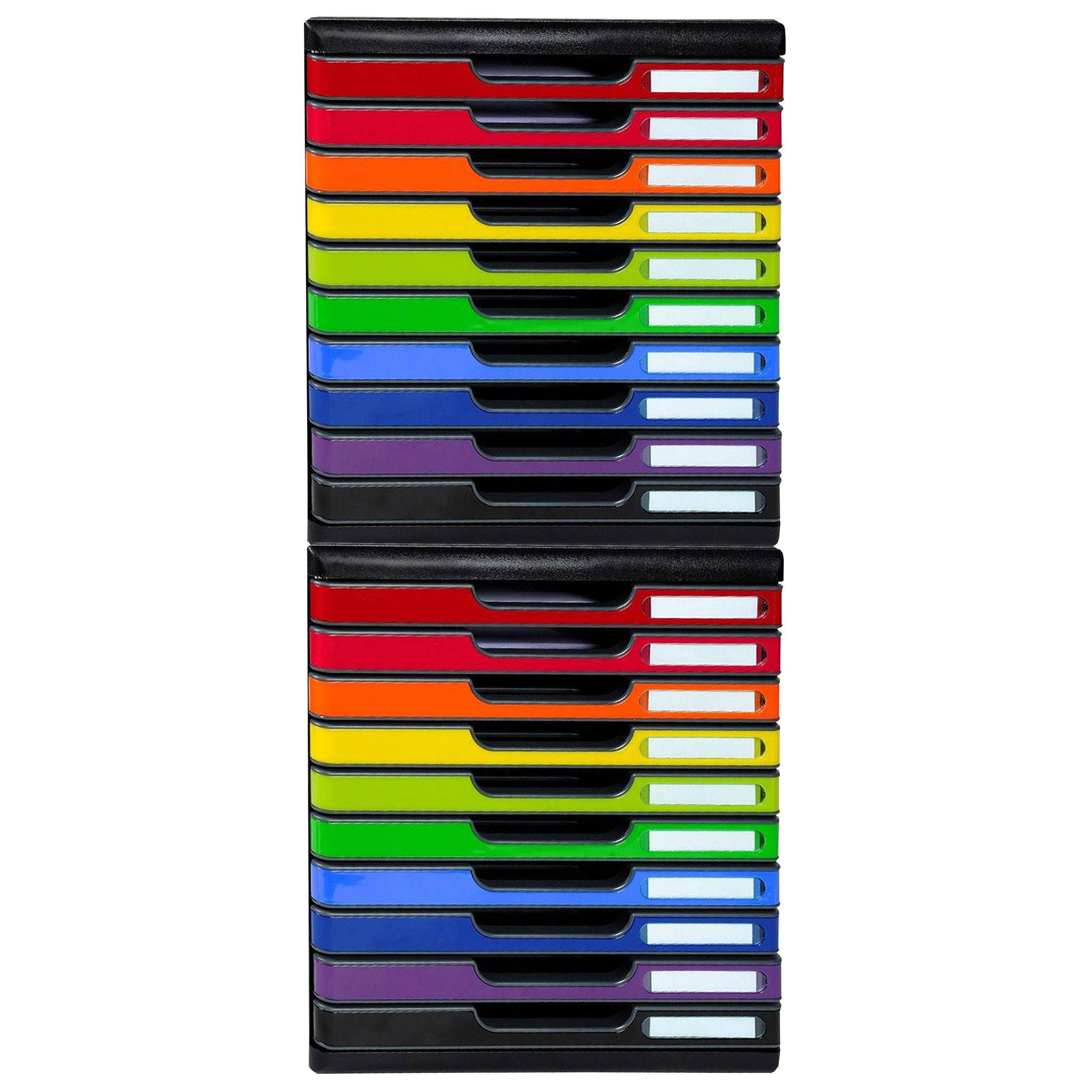 Exacompta Schubladenbox MODULO A4 10 geschlossene Schubladen Regenbogen 302798D