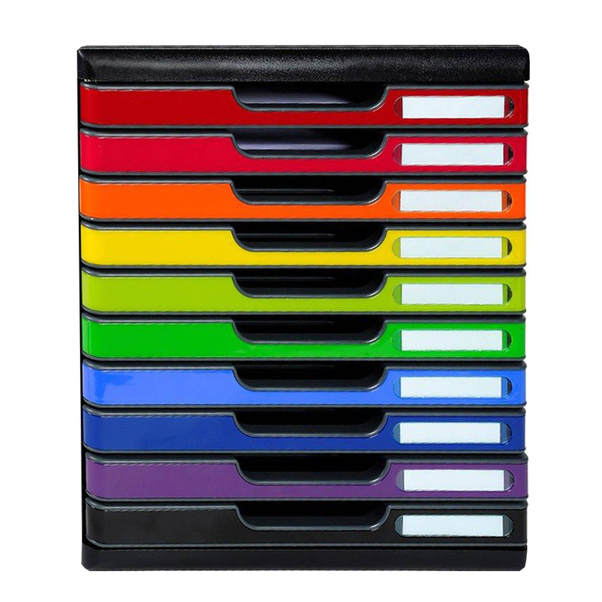 Exacompta Schubladenbox MODULO A4 10 geschlossene Schubladen Regenbogen 302798D