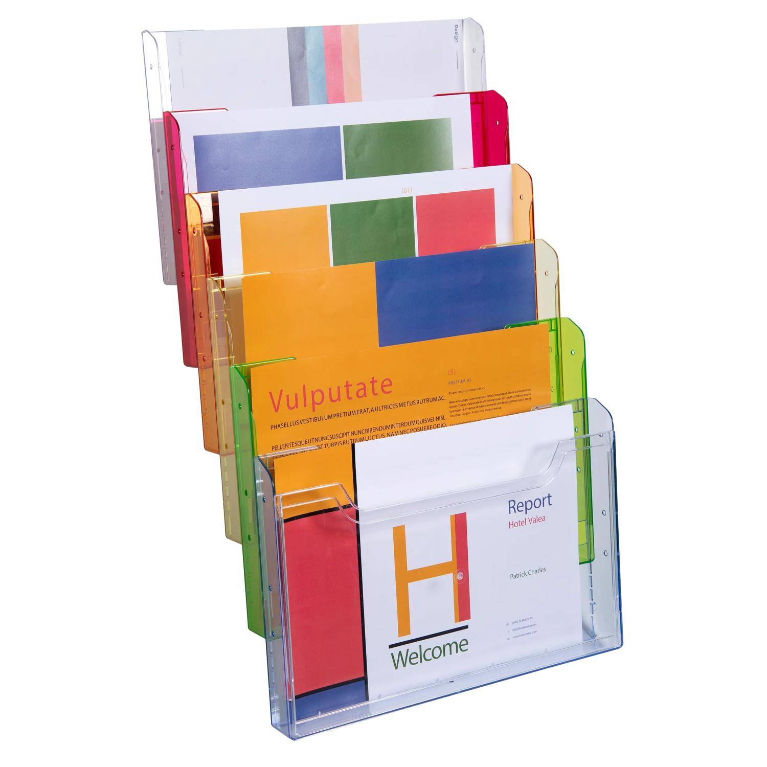 Exacompta Wandprospektständer horizontal 6 Fächer A4 Regenbogen 64299D