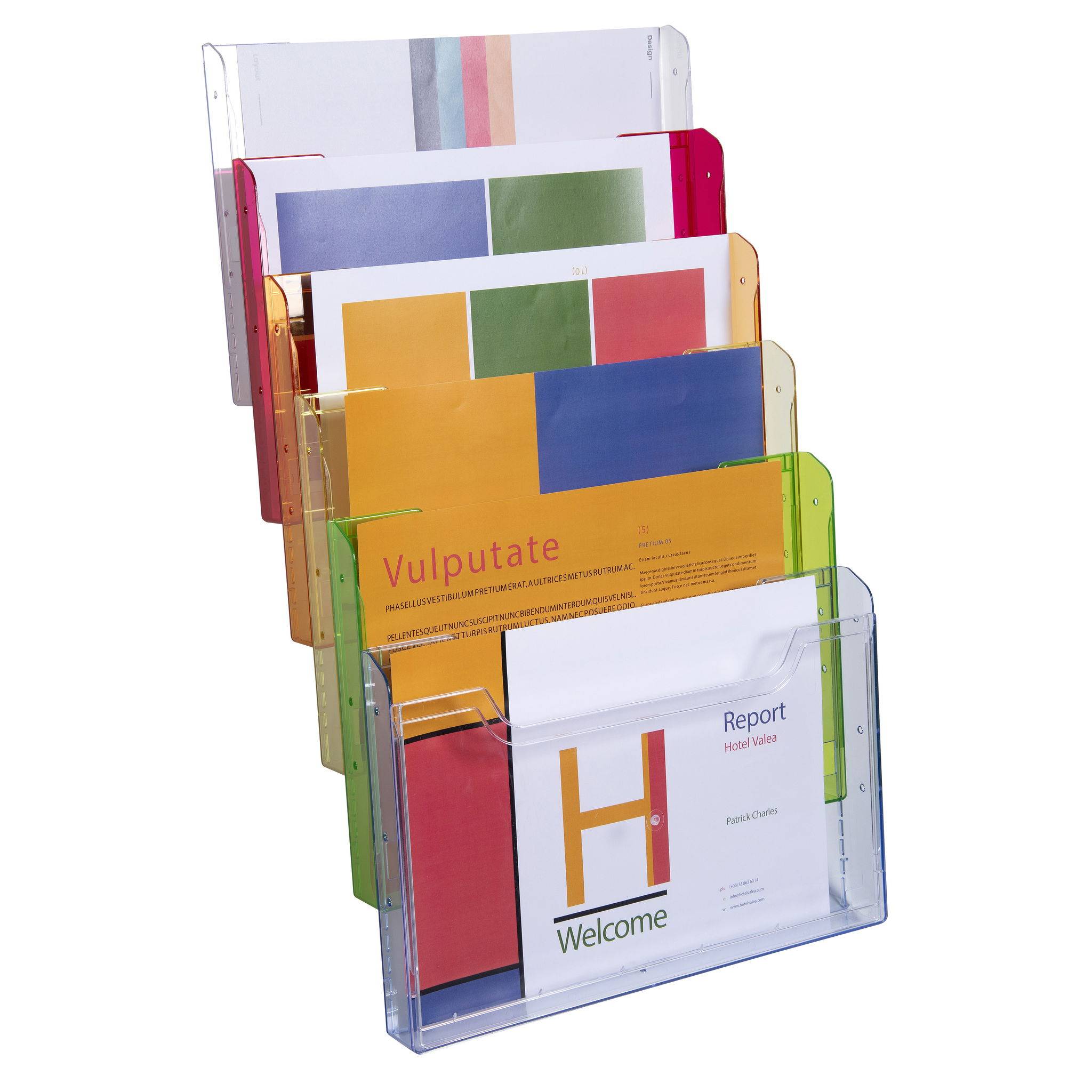 Exacompta Wandprospektständer horizontal 6 Fächer A4 Regenbogen 64299D