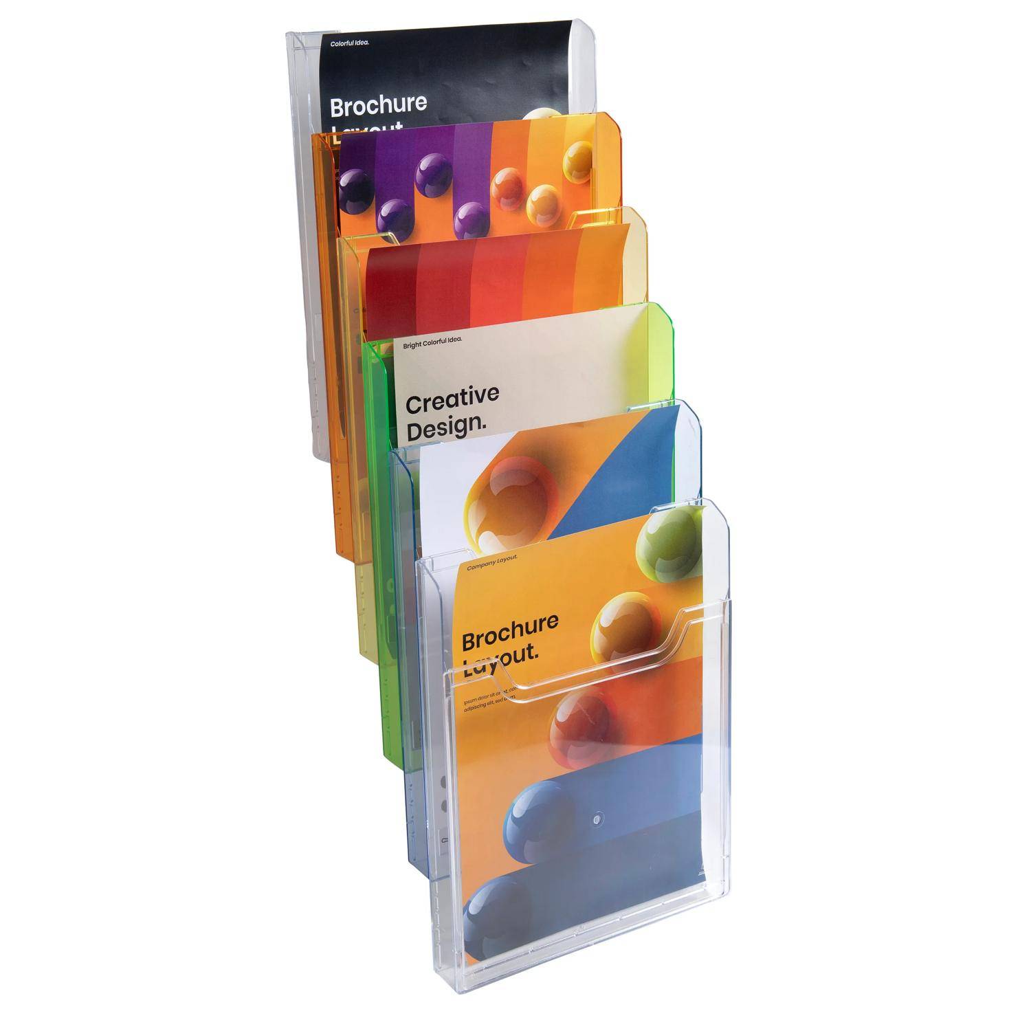 Exacompta Wandprospektständer vertikal 6 Fächer A4 Regenbogen 64799D