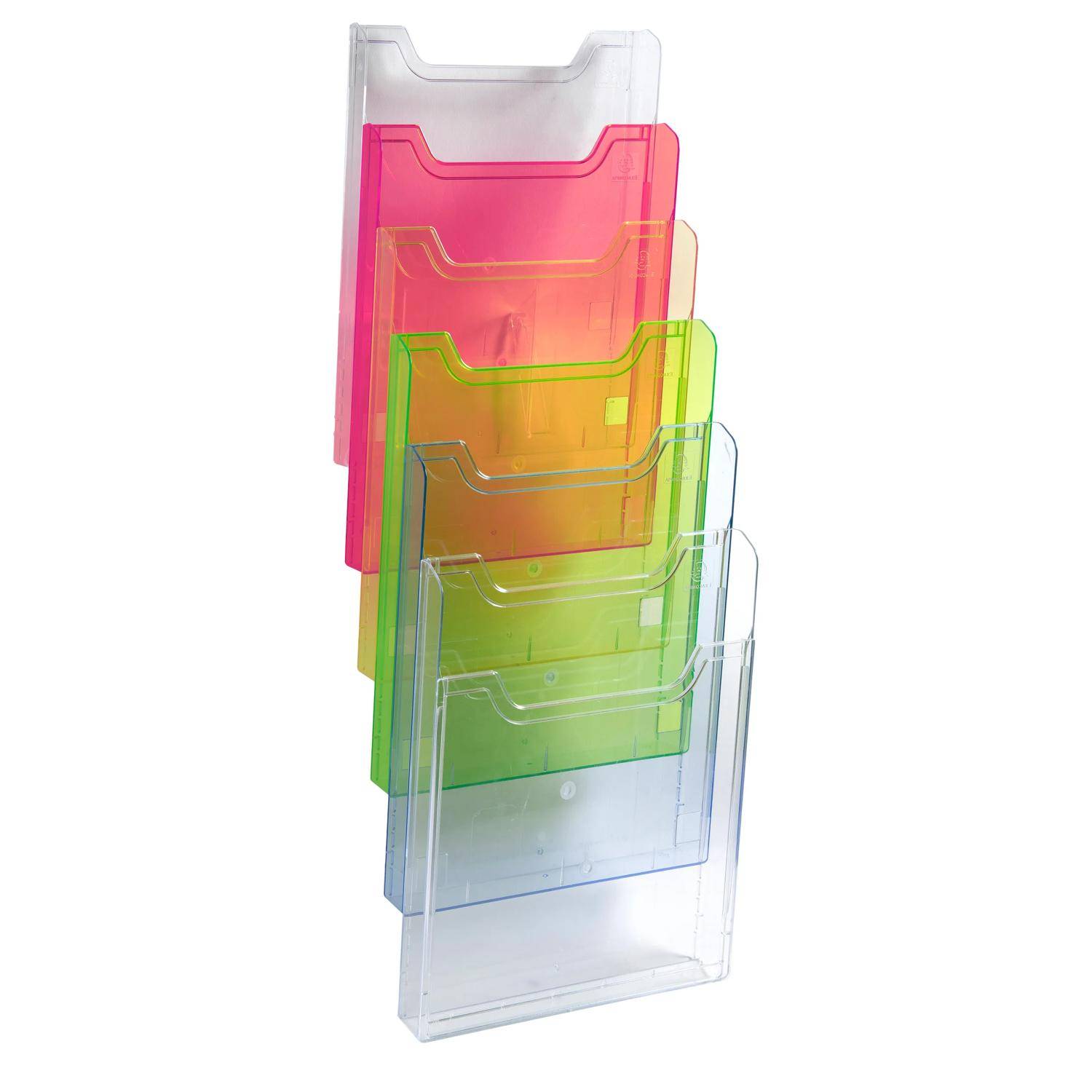 Exacompta Wandprospektständer vertikal 6 Fächer A4 Regenbogen 64799D