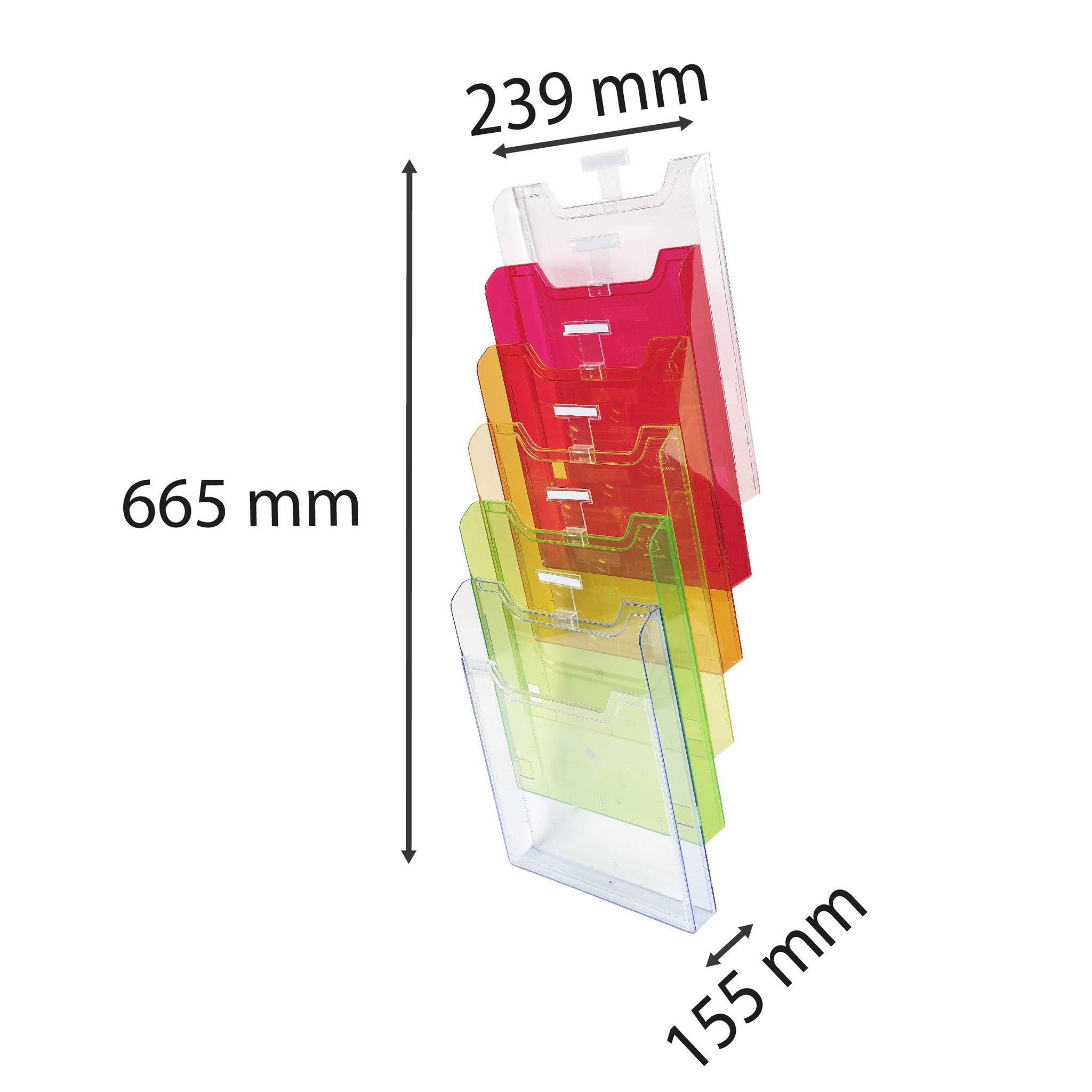 Exacompta Wandprospektständer vertikal 6 Fächer A4 Regenbogen 64799D