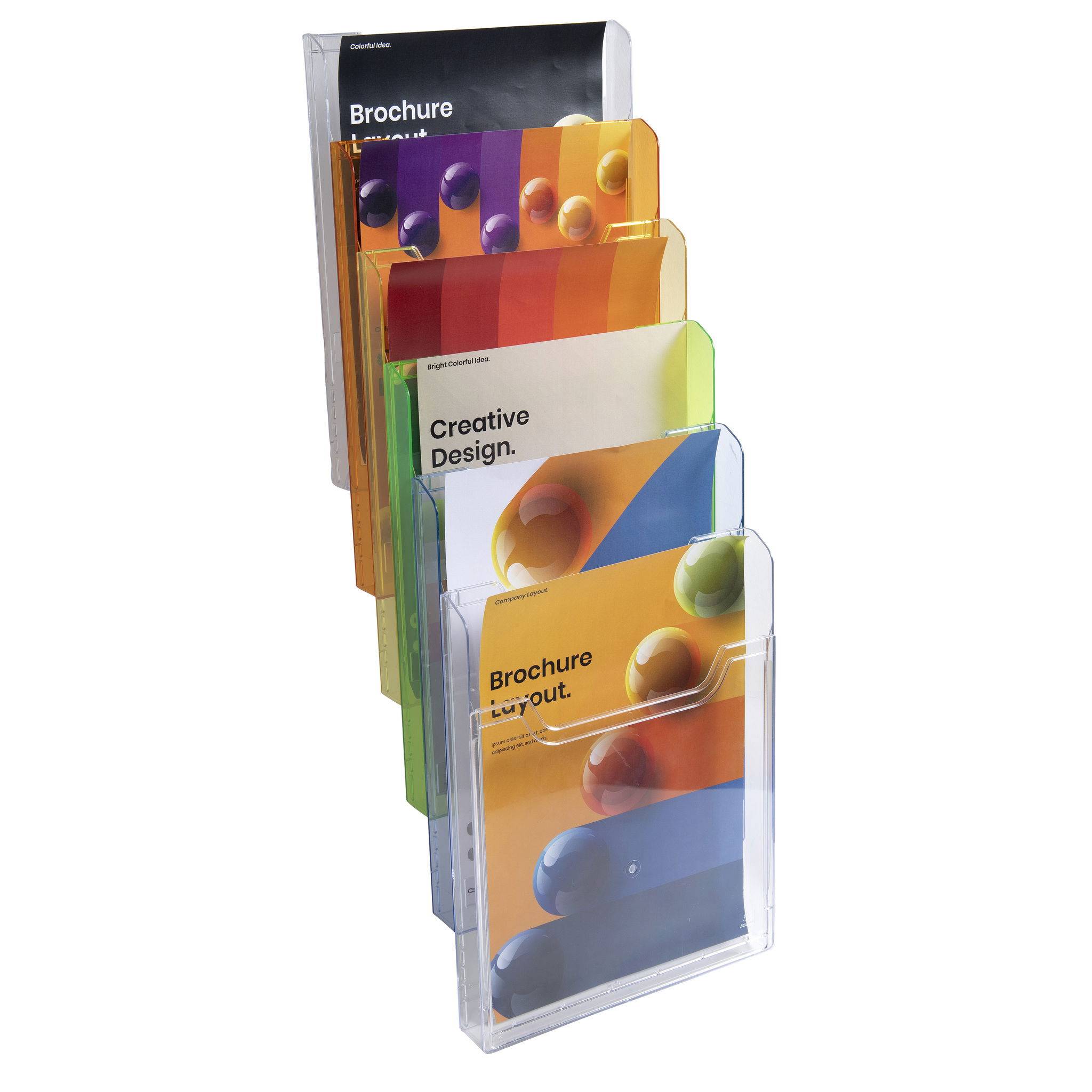 Exacompta Wandprospektständer vertikal 6 Fächer A4 Regenbogen 64799D