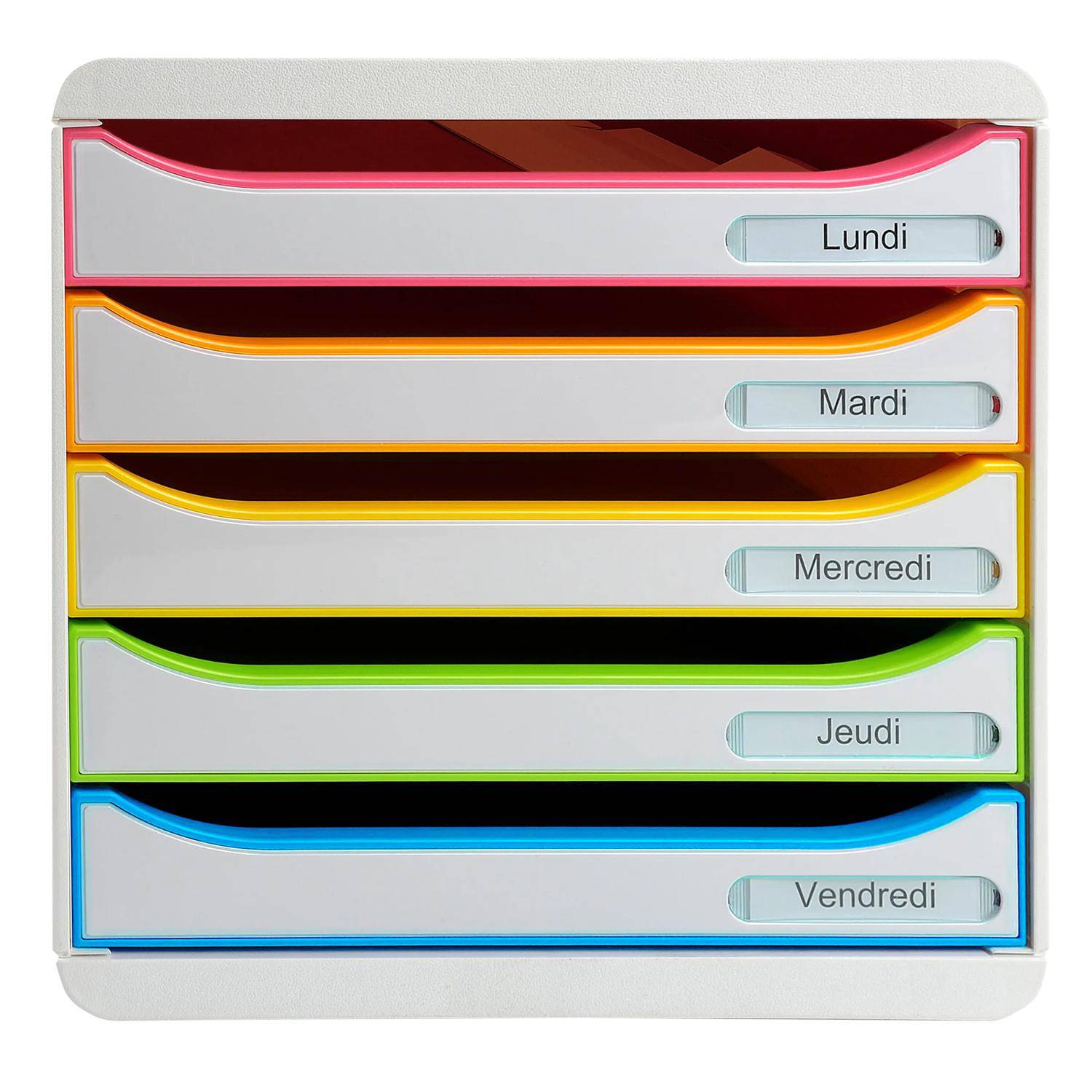 Exacompta Schubladenbox Big Box Plus 5 offene Schubladen Weiss/Harlekin 309913D
