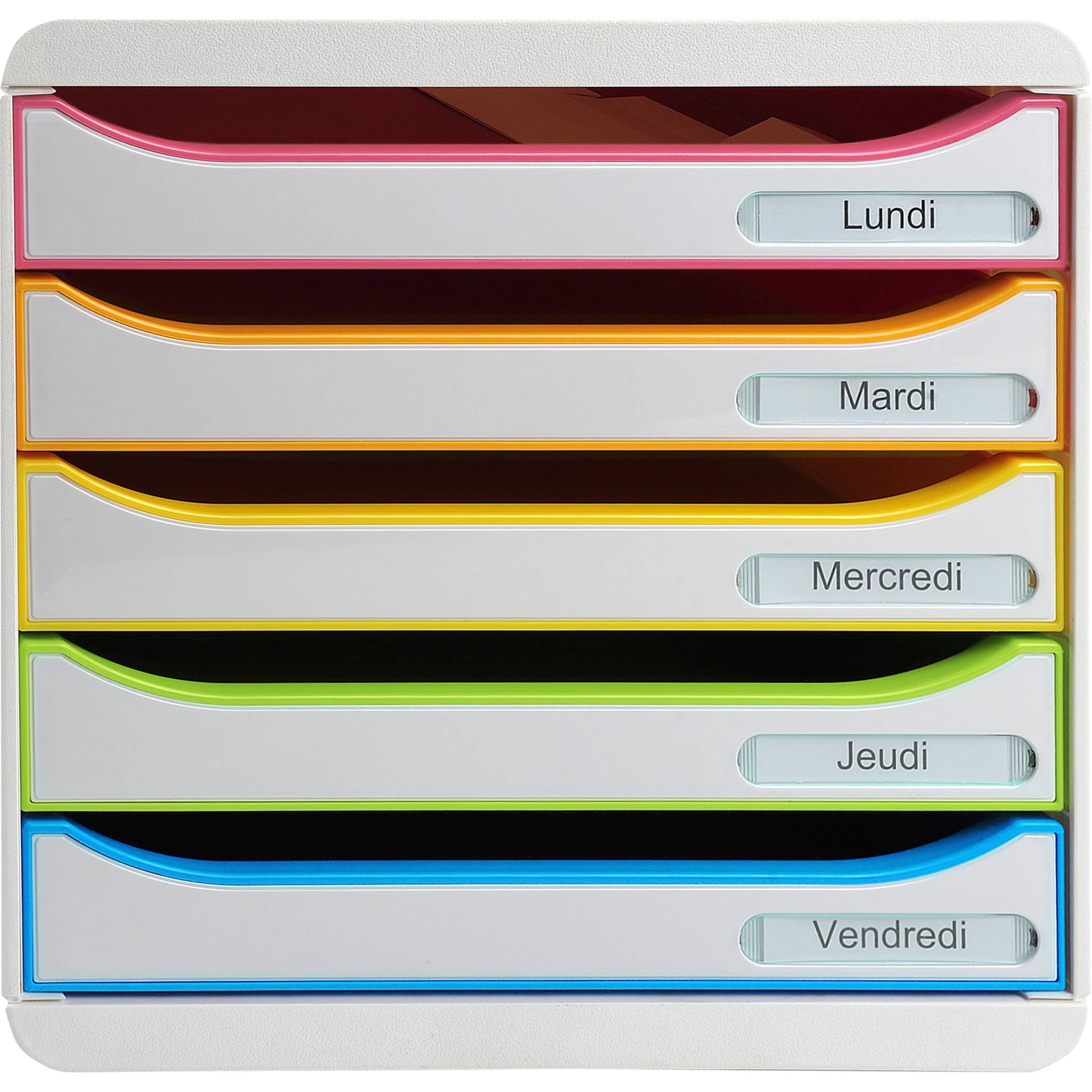 Exacompta Schubladenbox Big Box Plus 5 offene Schubladen Weiss/Harlekin 309913D