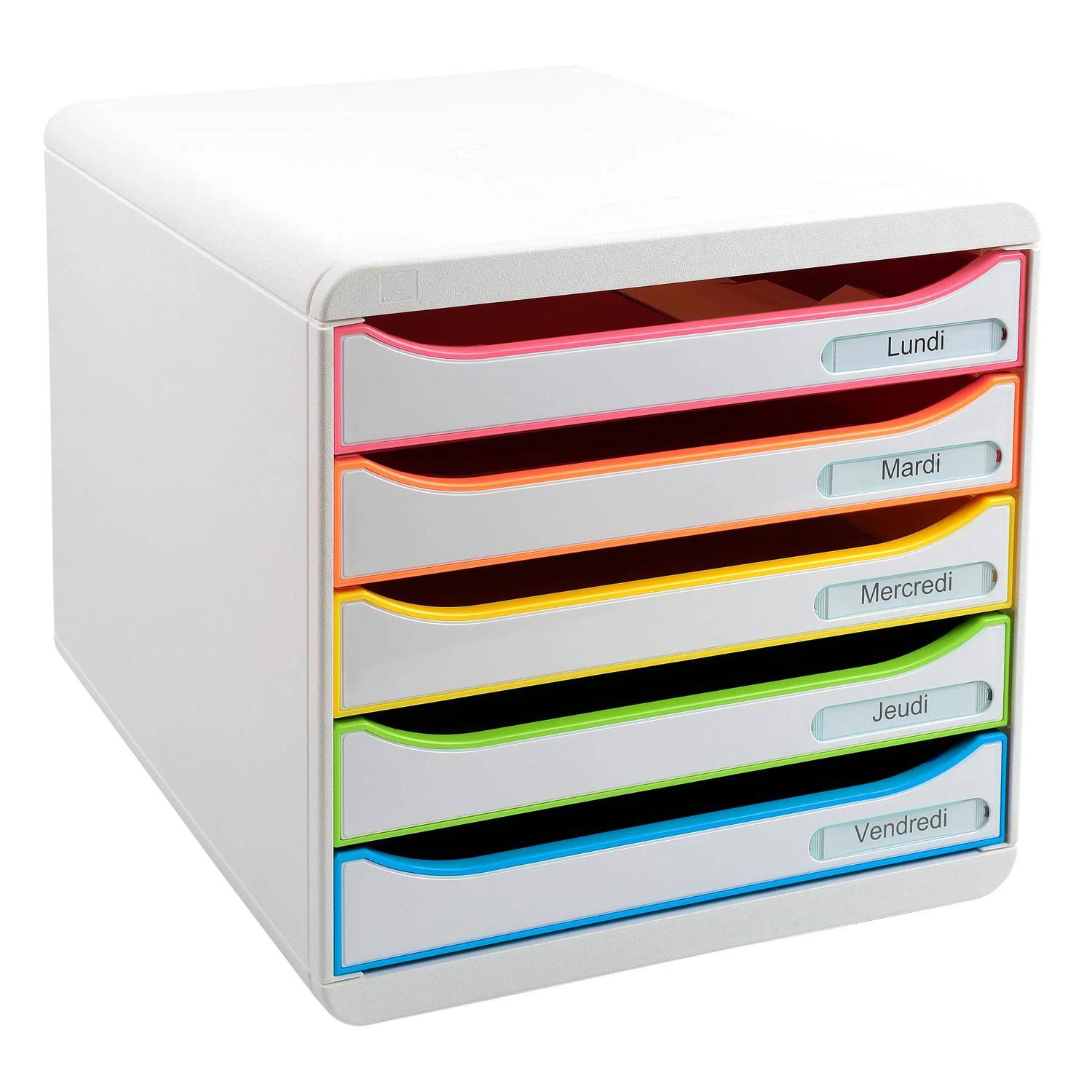 Exacompta Schubladenbox Big Box Plus 5 offene Schubladen Weiss/Harlekin 309913D