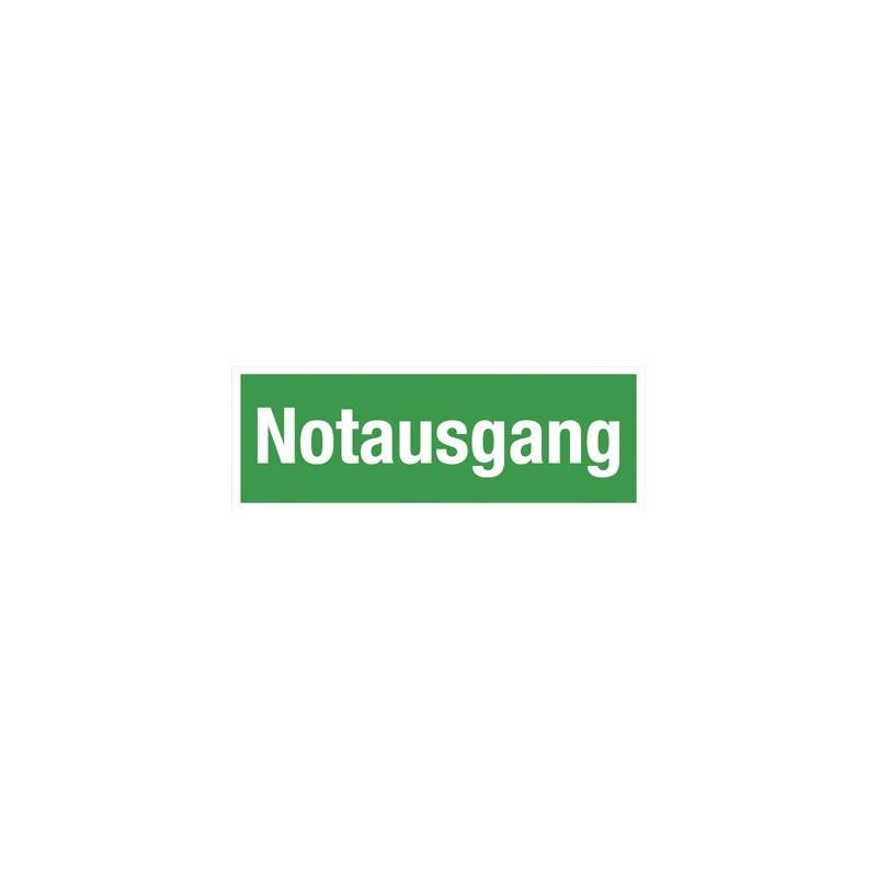 Leina Hinweisschild, Text: "Notausgang", nachleuchtend