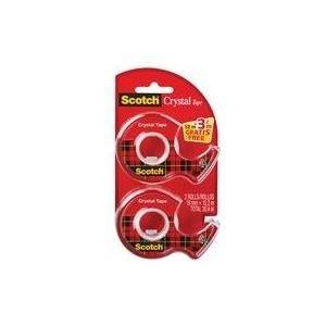 Scotch Handabroller Crystal, transparent, Vorteilspack Klebefilm je 19 mm x 12 m + 3,2 m gratis